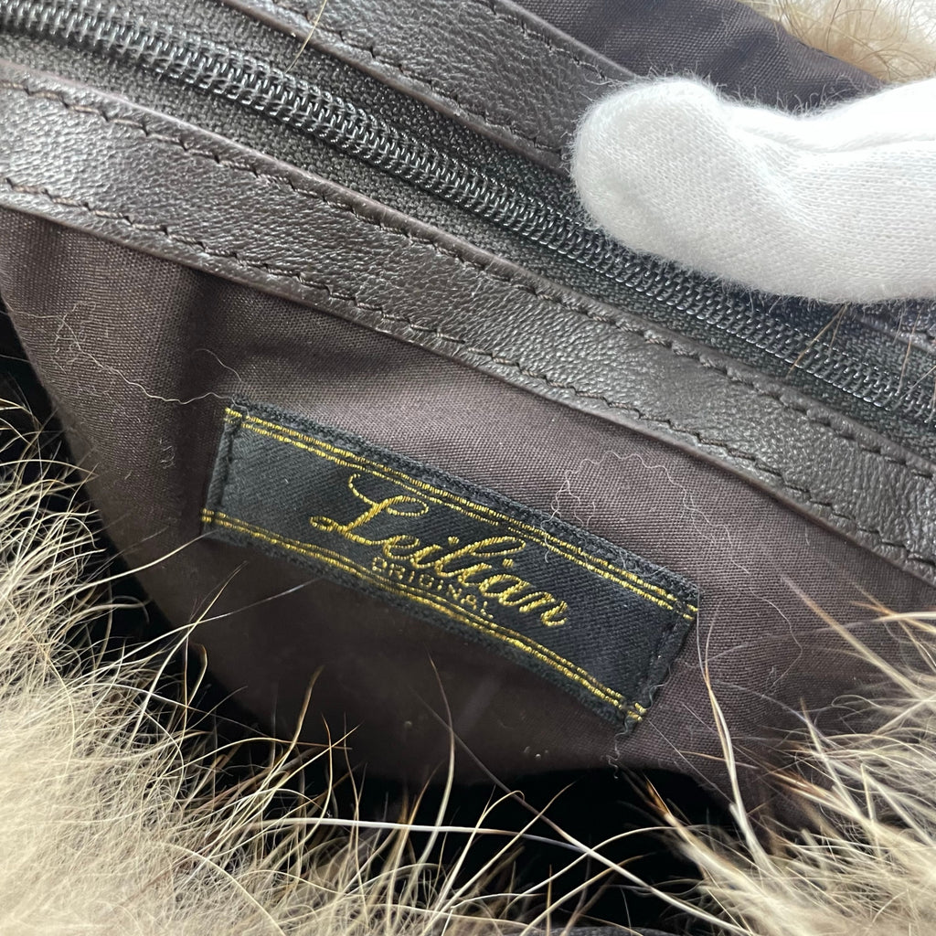 Leilian レリアン / レザー×ファーバケツバッグ ブラウン