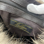 Leilian レリアン / レザー×ファーバケツバッグ ブラウン