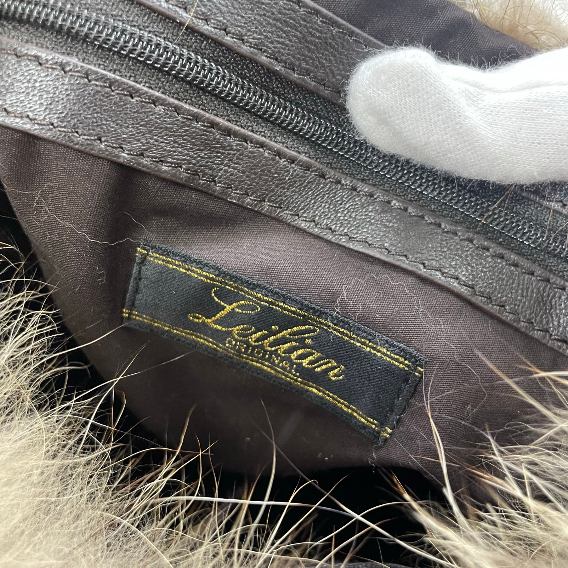 Leilian レリアン / レザー×ファーバケツバッグ ブラウン