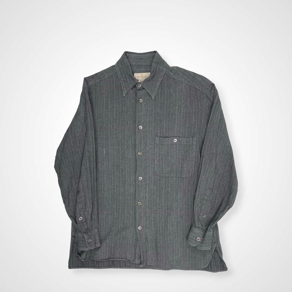 Ermenegildo Zegna エルメネジルドゼニア / コットンヘリンボーンシャツ 貝ボタン SIZE:S