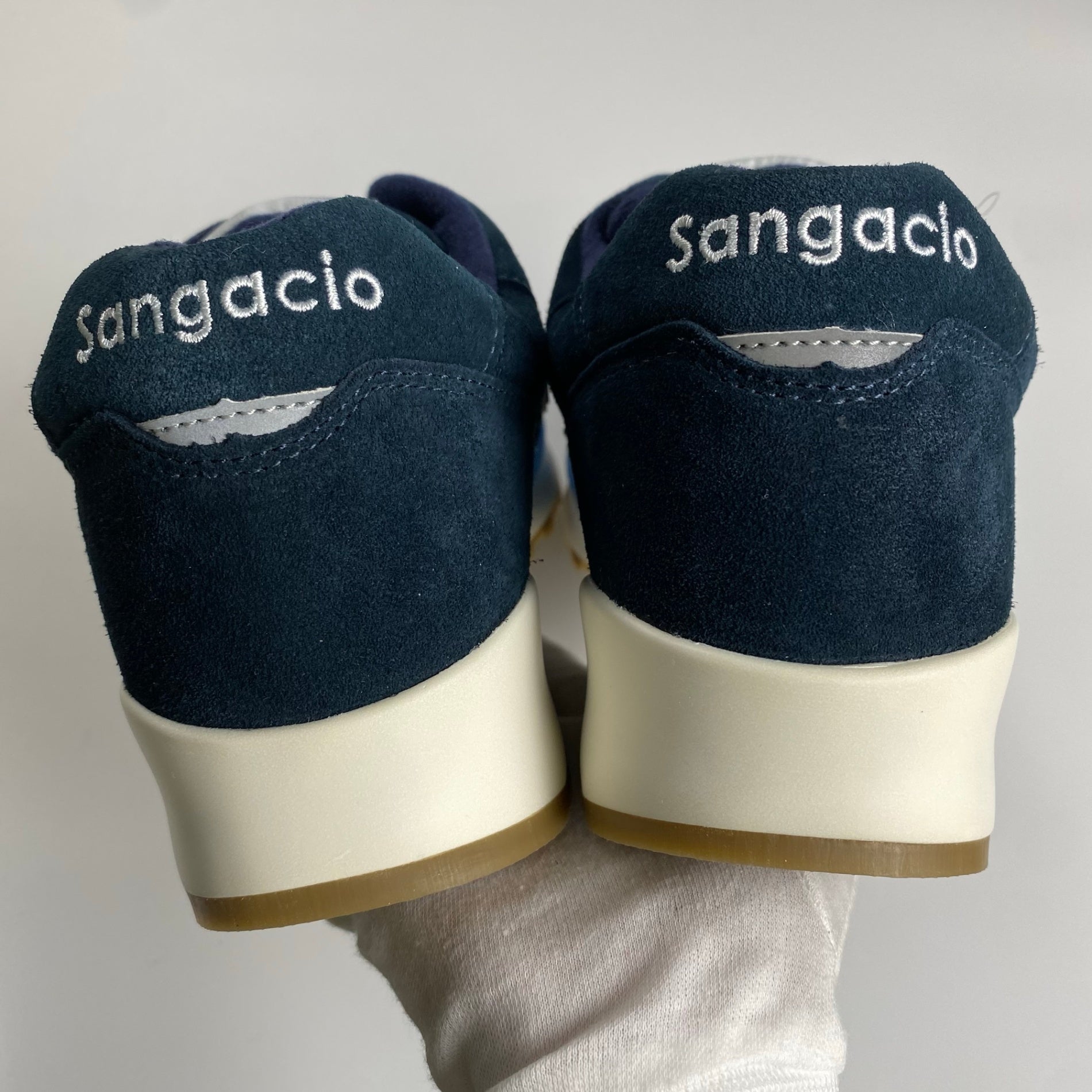 【未使用】 Sangacio サンガッチョ / BLUE × NAVY カウレザースニーカー 参考定価：24,000+tax SIZE:27cm