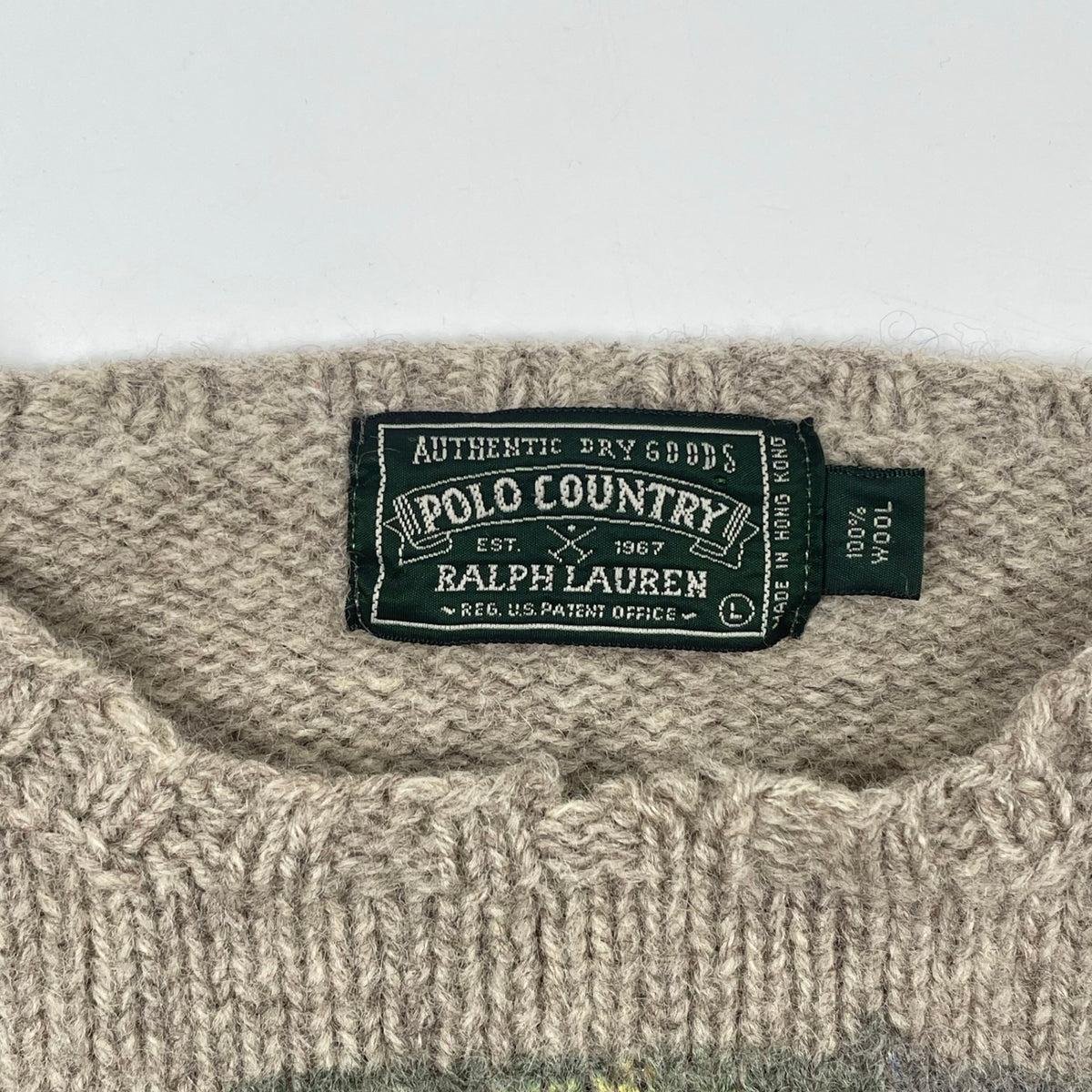 POLO COUNTRY / VINTAGE ルアーマンプリントニット 当時物 SIZE:L