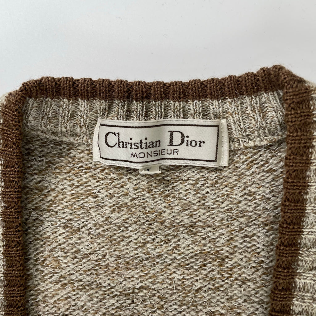 Christian Dior MONSIEUR クリスチャンディオール ムッシュ / 2トーンヴィンテージカーディガン ベージュ×ブラウン SIZE:L