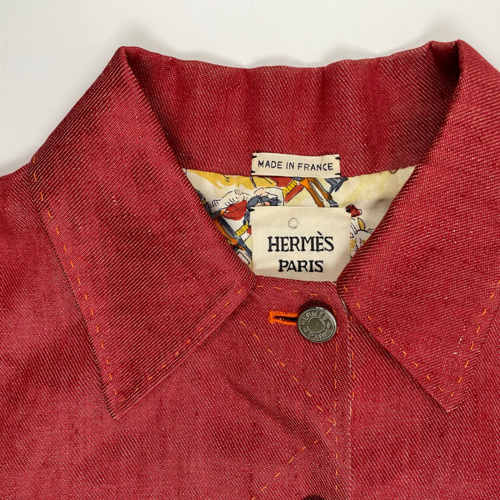 HERMES エルメス / カレライニング リネンデニムジャケット ゴルチエ期 参考定価：520,000程度 SIZE：36