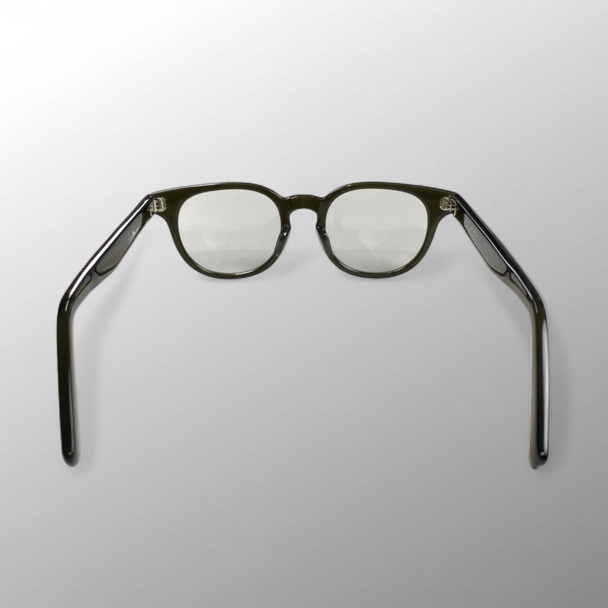 金子眼鏡 × 泰八郎謹製 【手造】シリーズ / EXCLUSIVE セルロイド ウェリントン ノー芯 カーキ 度なしクリアレンズ入り E-11 参考定価：40,000程度