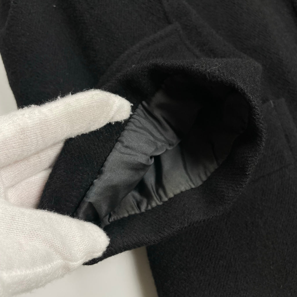 jun ashida ジュン アシダ / VINTAGE ウール×アンゴラ ダブルブレストワイドコート ブラック 参考定価：150,000程度 SIZE：L