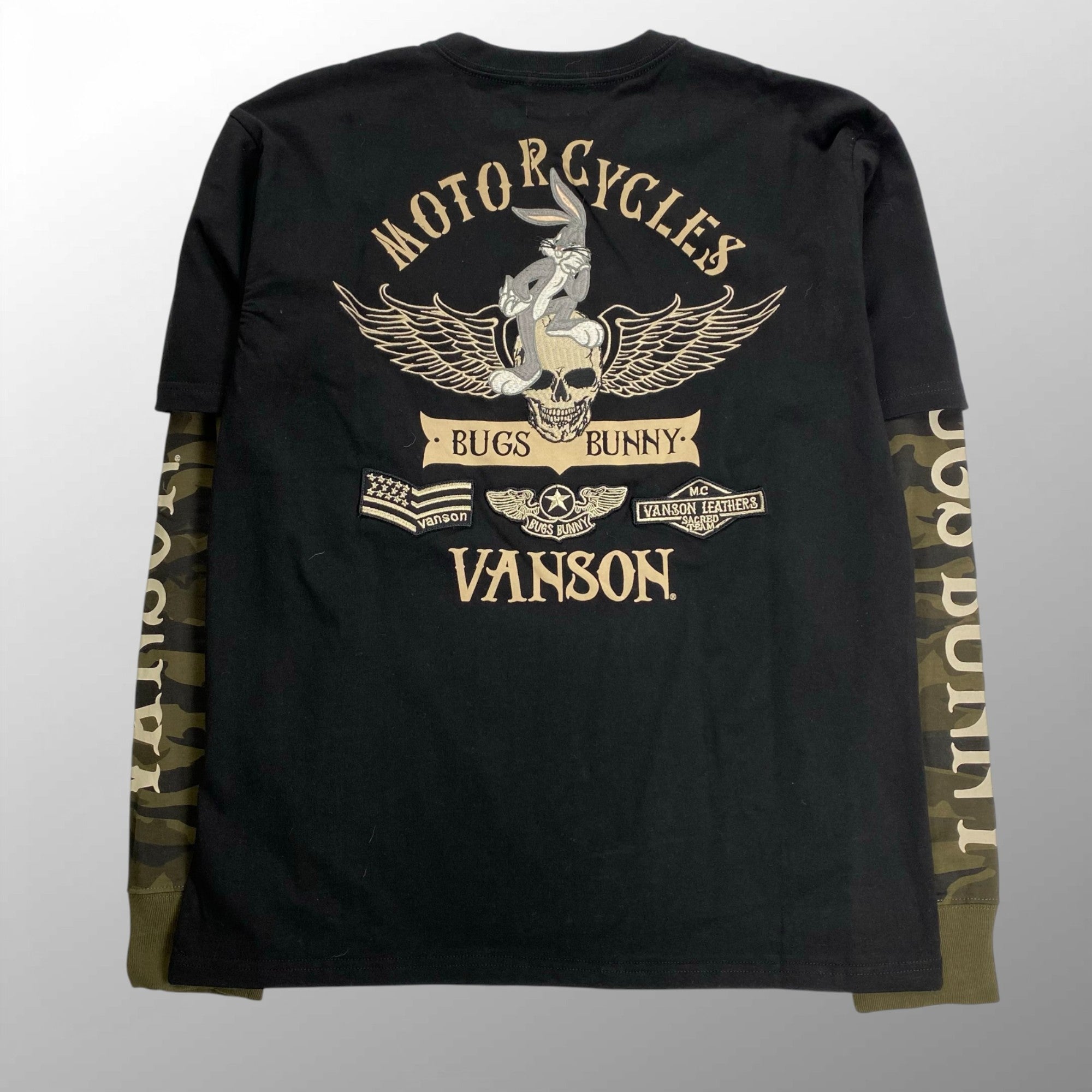 【極美品】 vanson × Looney tunes / BUGS BUNNY L/S TEE バッグス バニー looney tunes ブラック SIZE:L