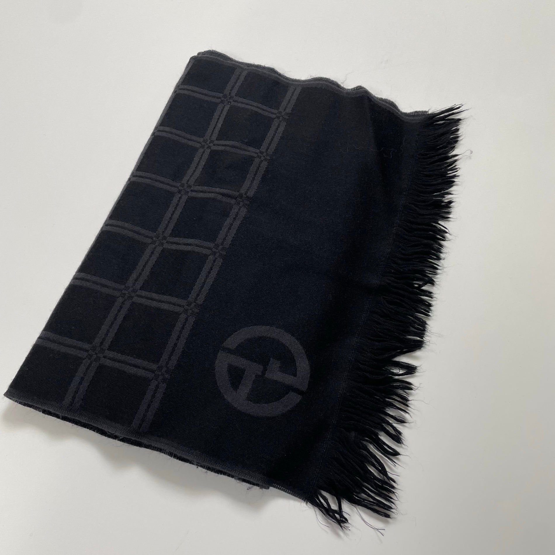GIORGIO ARMANI ジョルジオアルマーニ / チェック柄ウールストール バイカラー 参考定価：40,000程度  SIZE:165×35.5