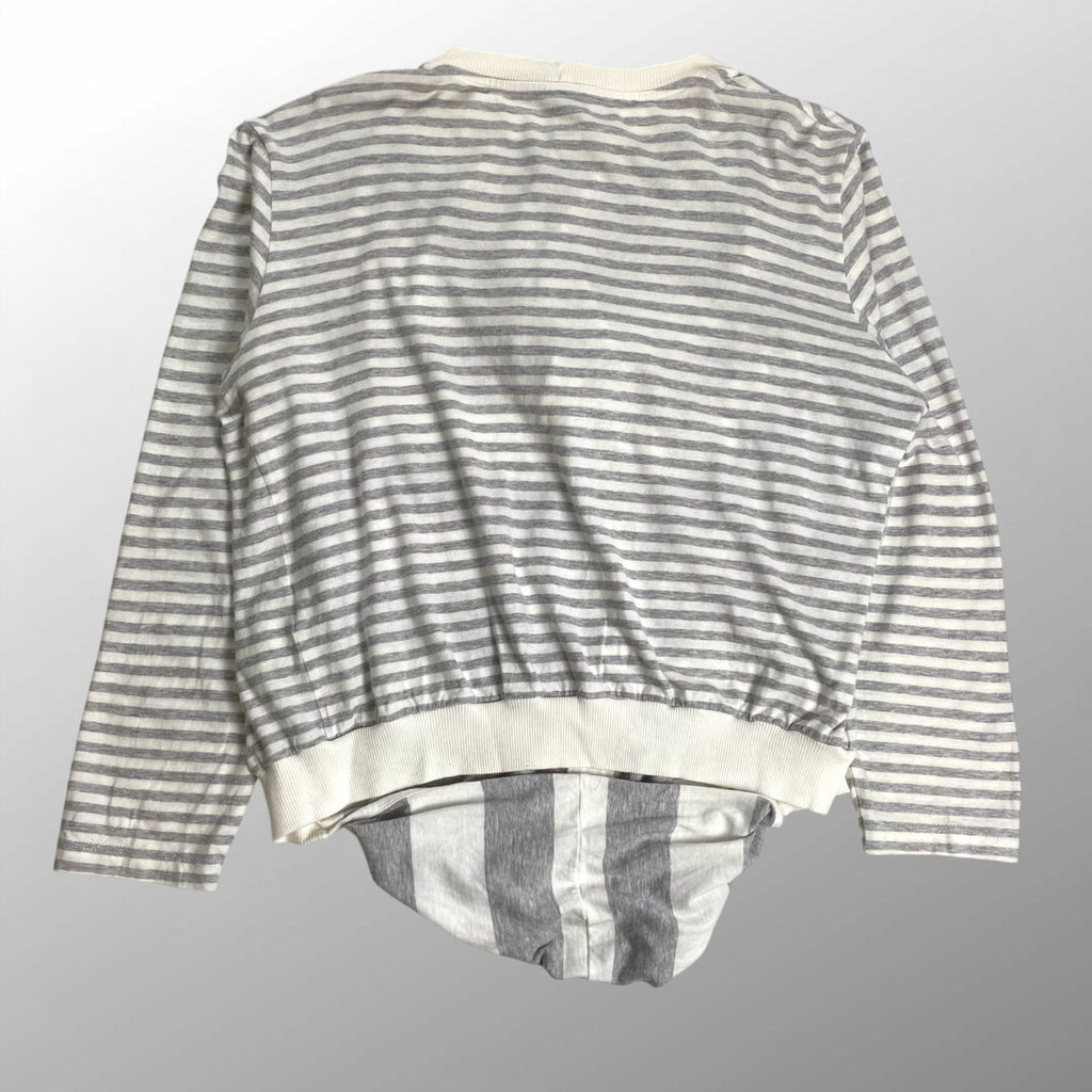 MARIOS マリオス / 変形デザイン ボーダーカットソー ホワイト×ライトグレー イタリアブランド SIZE:M