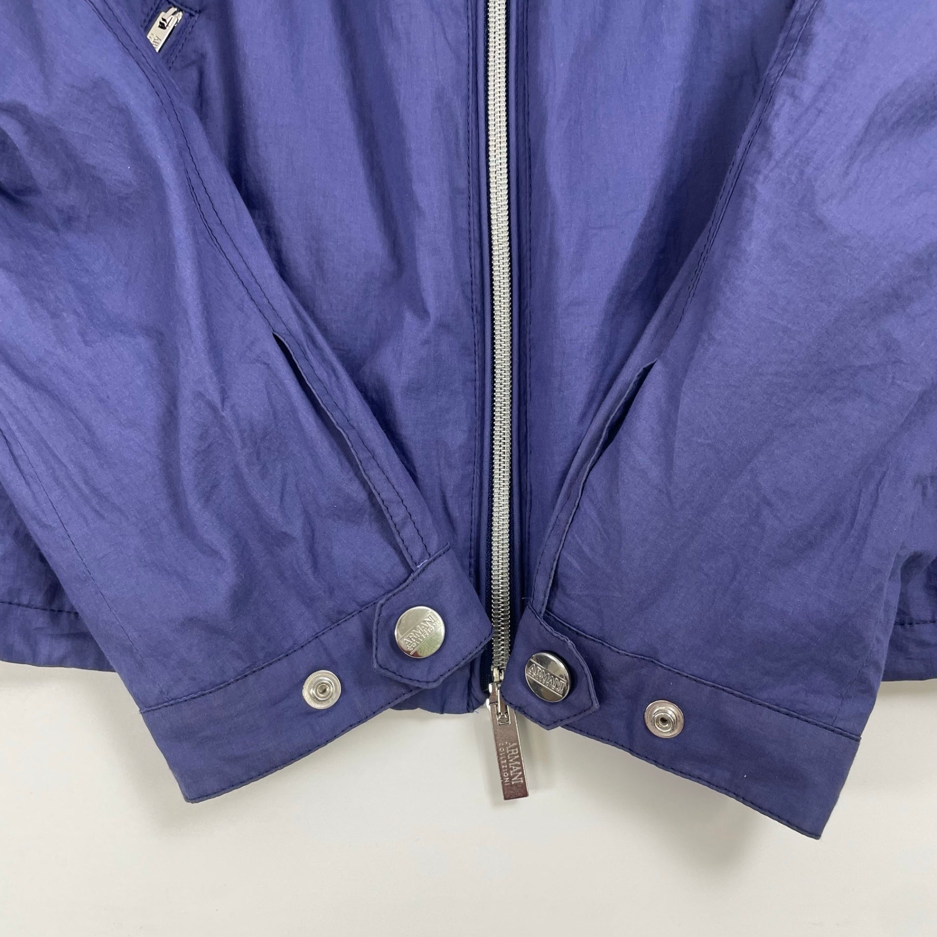 ARMANI COLLEZIONI アルマーニ コレツィオーニ / コットンフーディジャケット ブルー×ホワイト SIZE:46