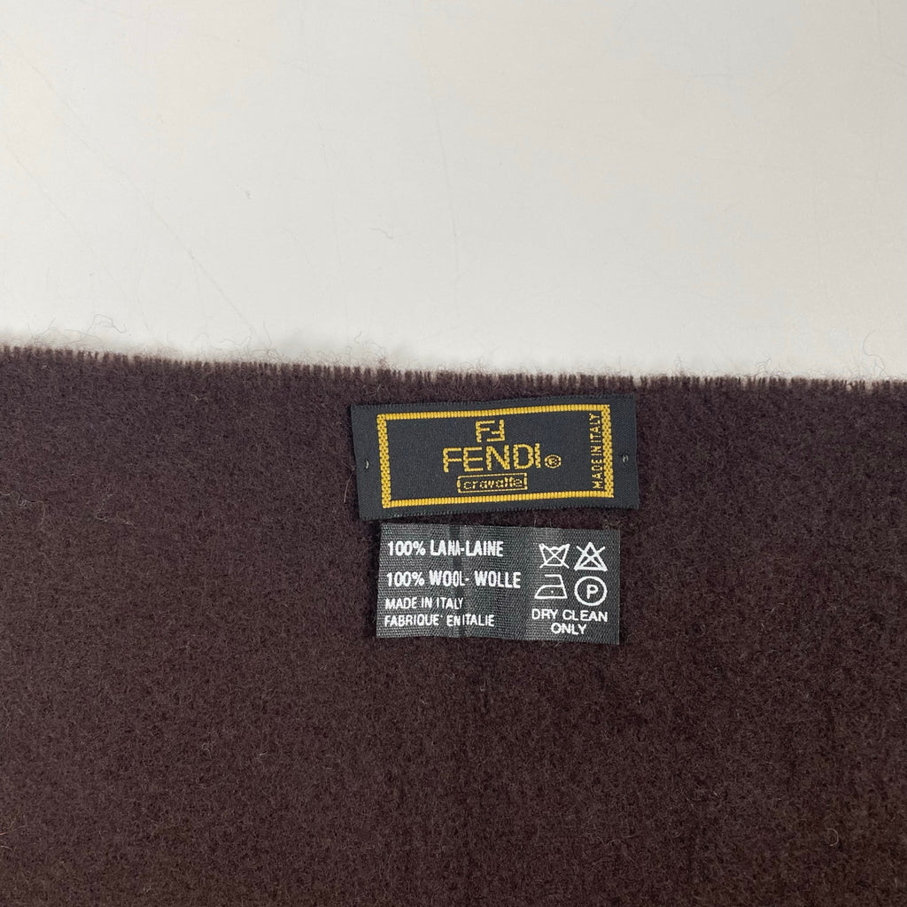 FENDI / ロゴ刺繍ウールマフラー ブラウン 参考定価：45,000程度