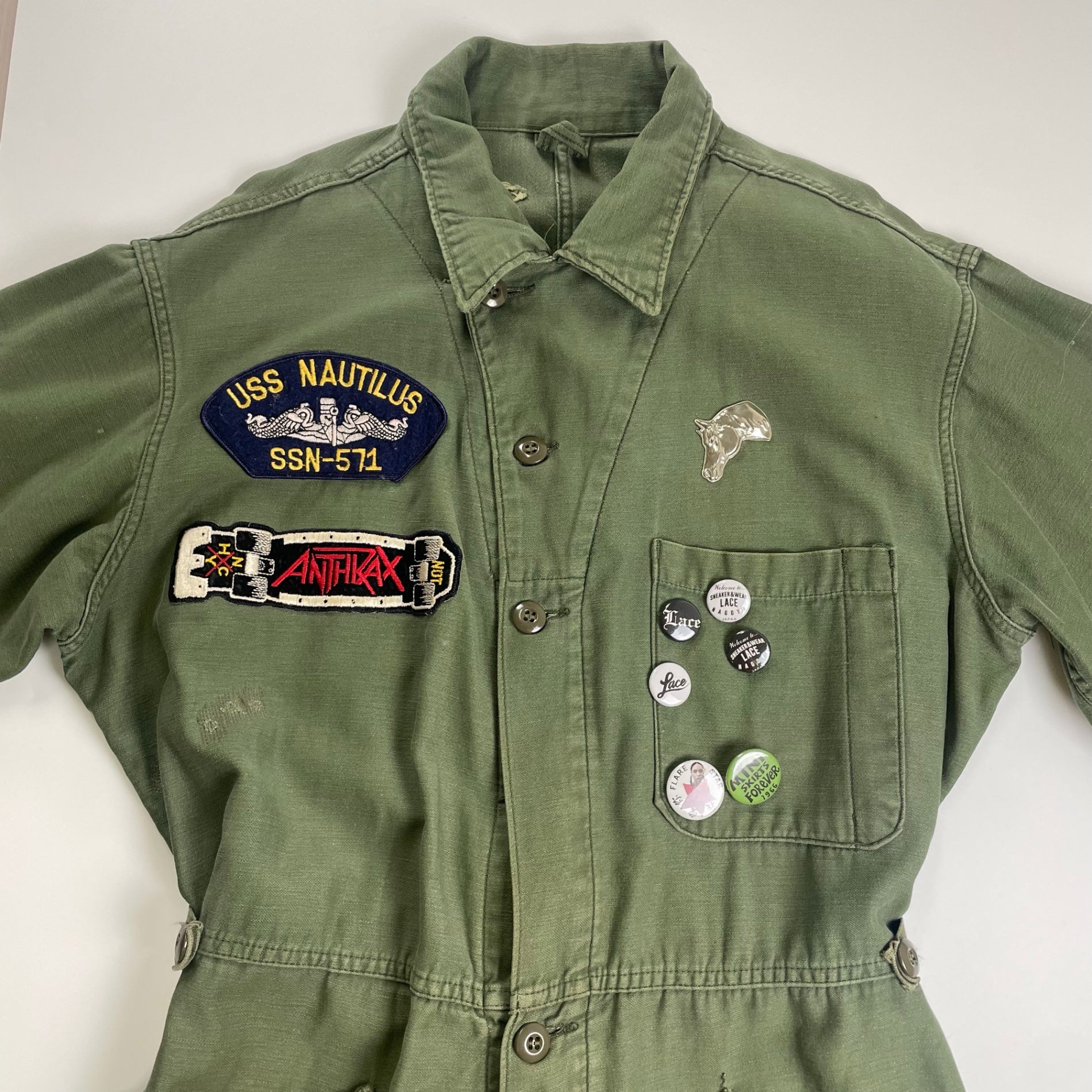 VINTAGE ヴィンテージ / リメイクオールインワン コットンサテン OG-107 ツナギ SIZE：L程度