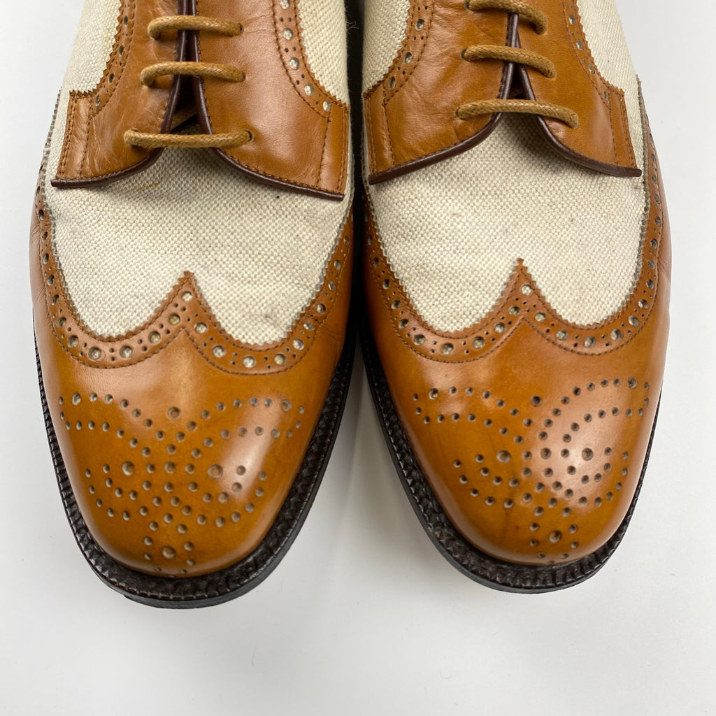 【VINTAGE】 YVES SAINT LAURENT イブサンローラン / ヴィンテージ キャンバス×レザー ウイングチップ SIZE：11