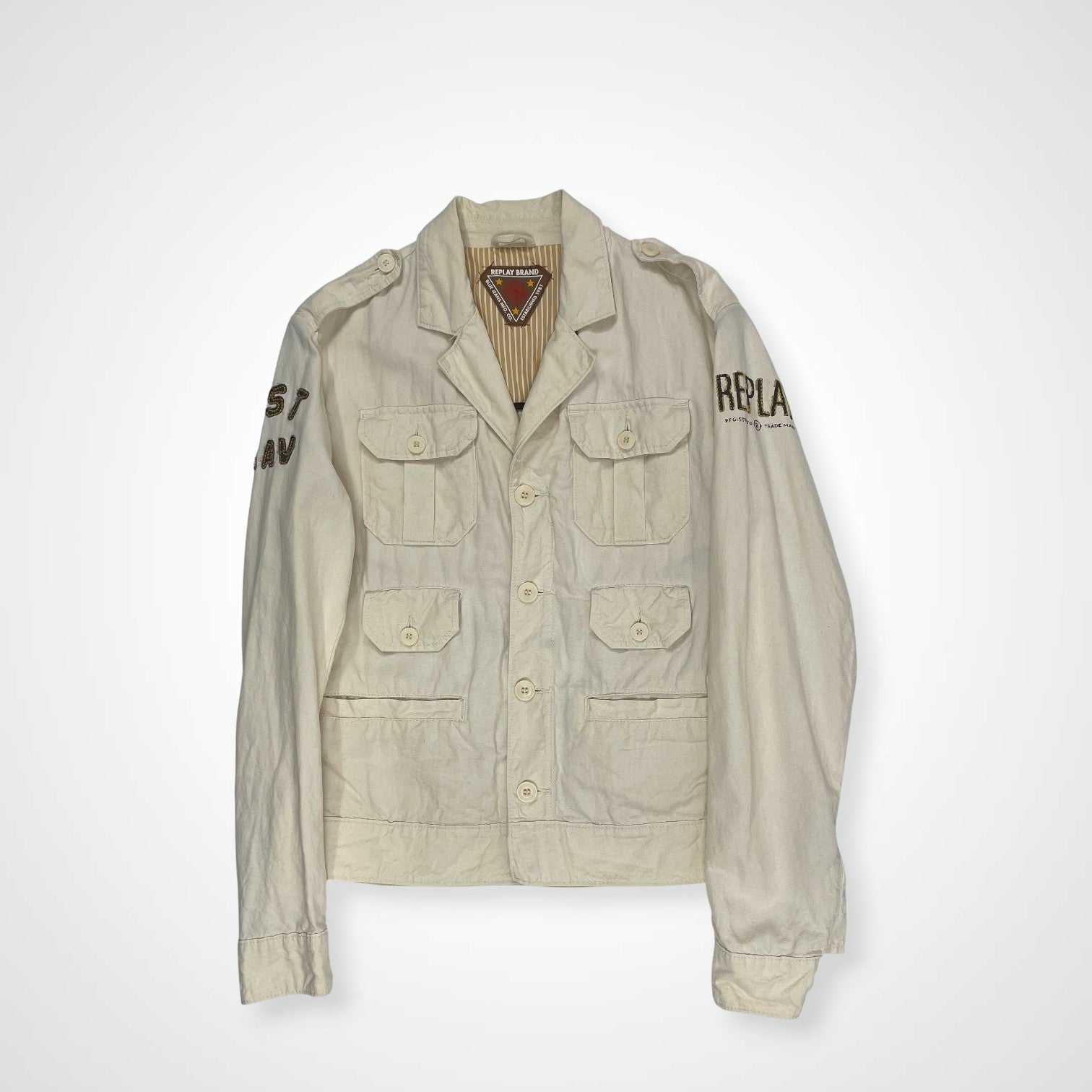 REPLAY リプレイ / コットンリネンジャケット ウイングプリント SIZE：M