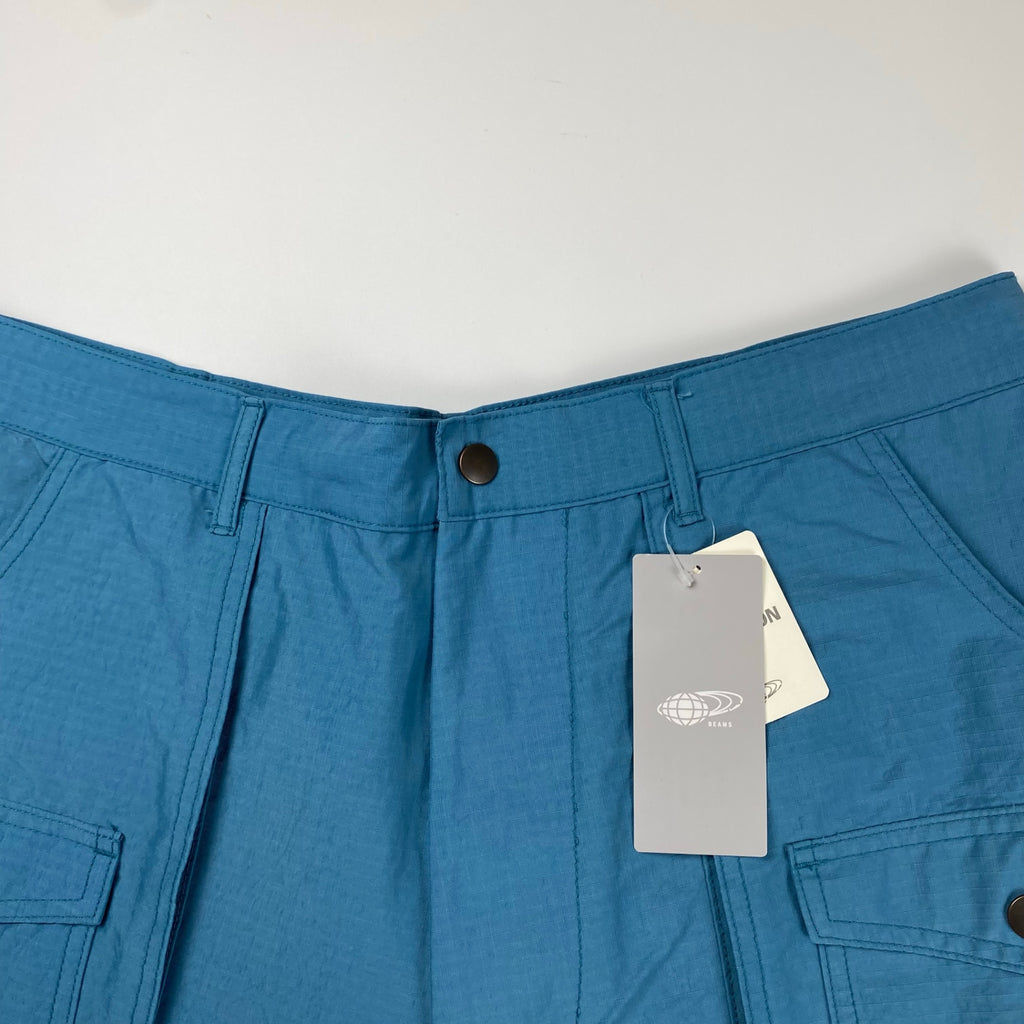 【タグ付】 BEAMS PLUS ビームスプラス / ナイロン リップストップ ブッシュ ショーツ ハーフパンツ ブルー  参考定価：22,000+tax SIZE：XL