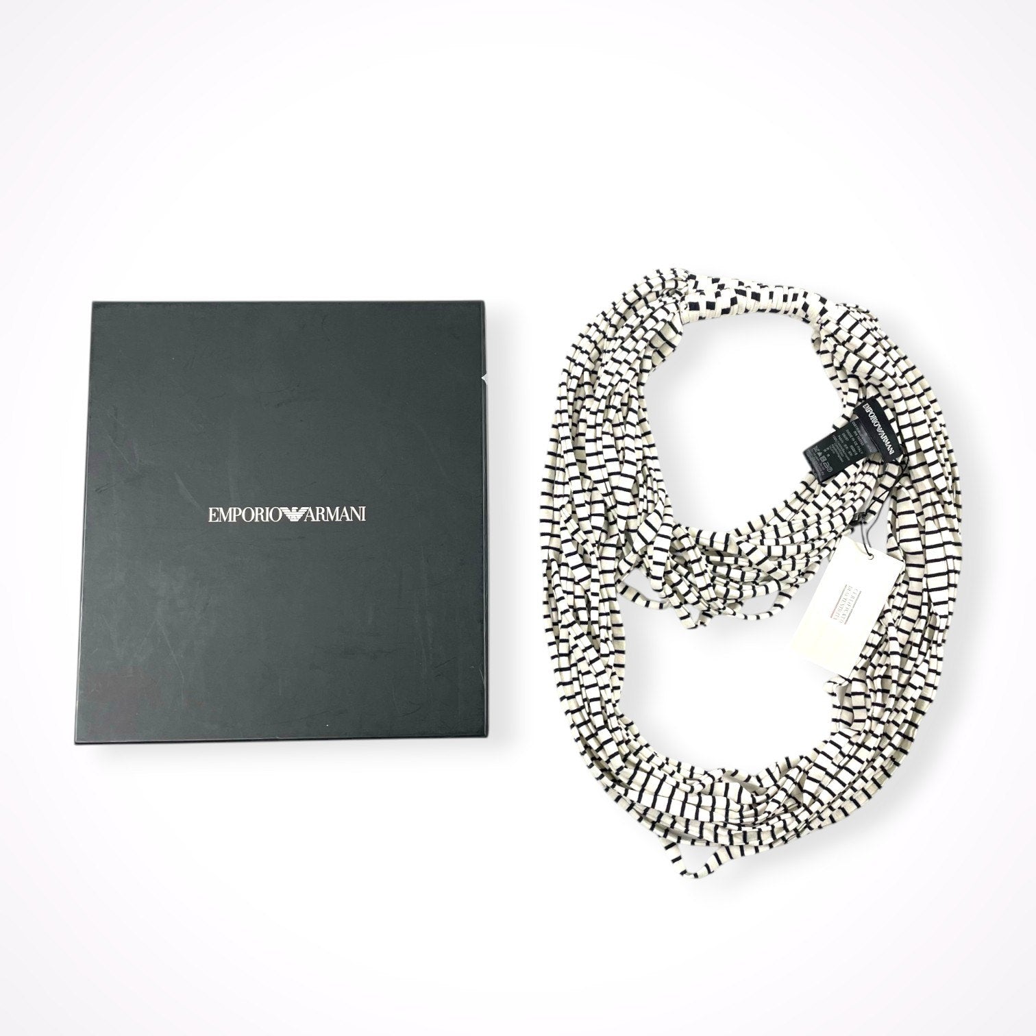 EMPORIO ARMANI / ボーダーテキスタイルネックレス 未使用品 箱付