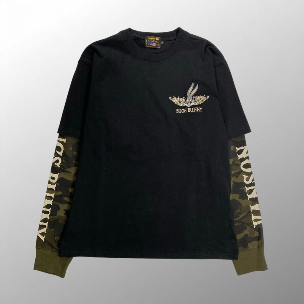 【極美品】 vanson × Looney tunes / BUGS BUNNY L/S TEE バッグス バニー looney tunes ブラック SIZE:L
