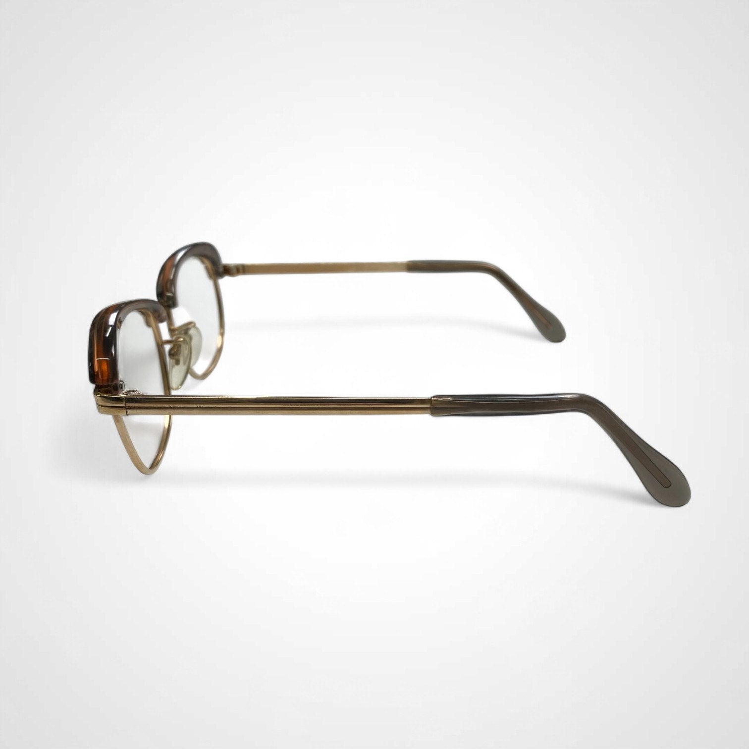 EURO VINTAGE 西ドイツ製 / ヴィンテージ メガネ アイブロウ K10GF ブラウン ゴールド レンズ無