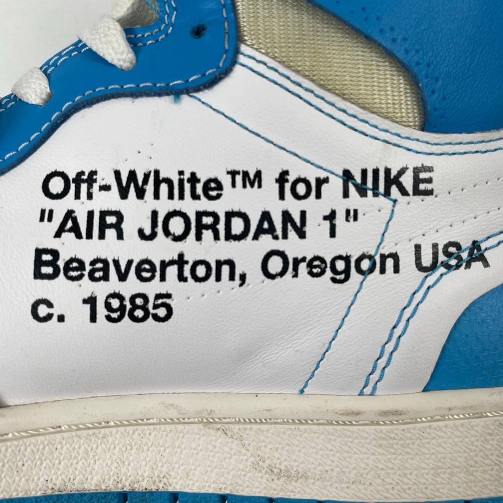 NIKE × OFF WHITE / Air Jordan 1 High UNC "White/Dark Powder Blue" 箱付 SIZE：28.5cm
