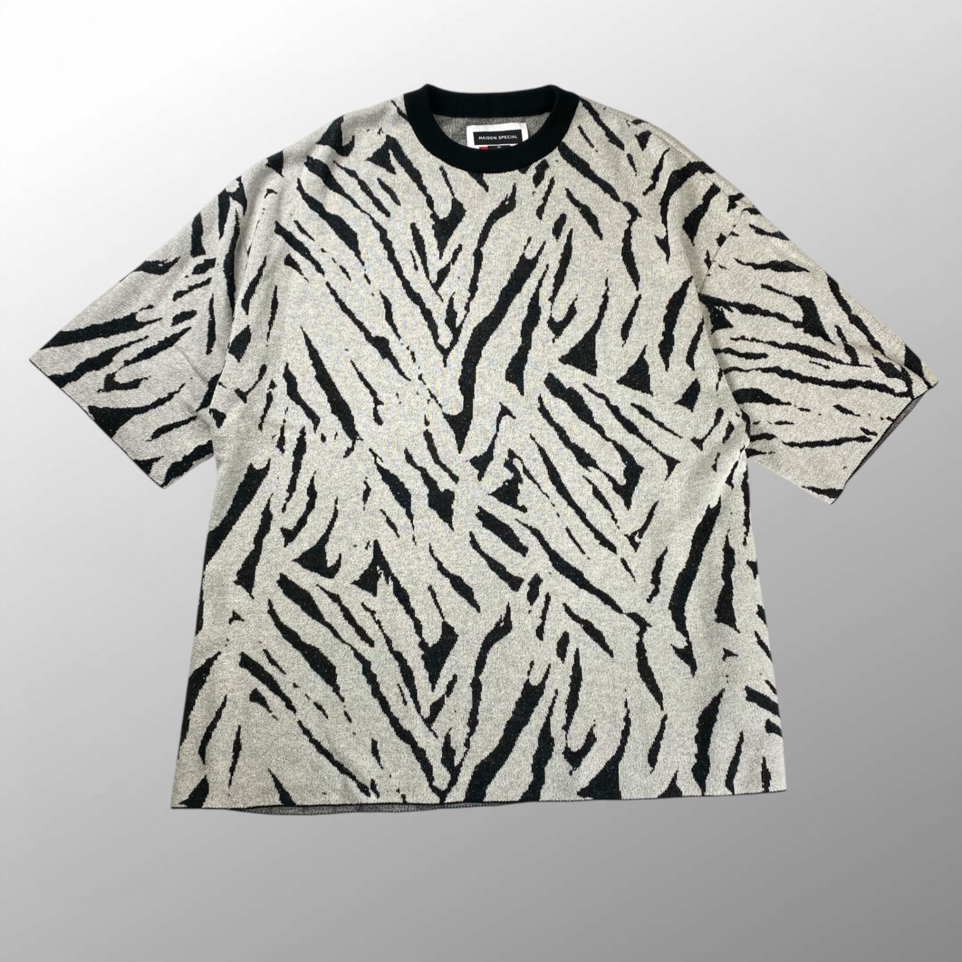 MAISON SPECIAL メゾンスペシャル / プライムオーバーゼブラ柄ジャガードクルーネックパイルサマーニット ユニセックス SIZE：01