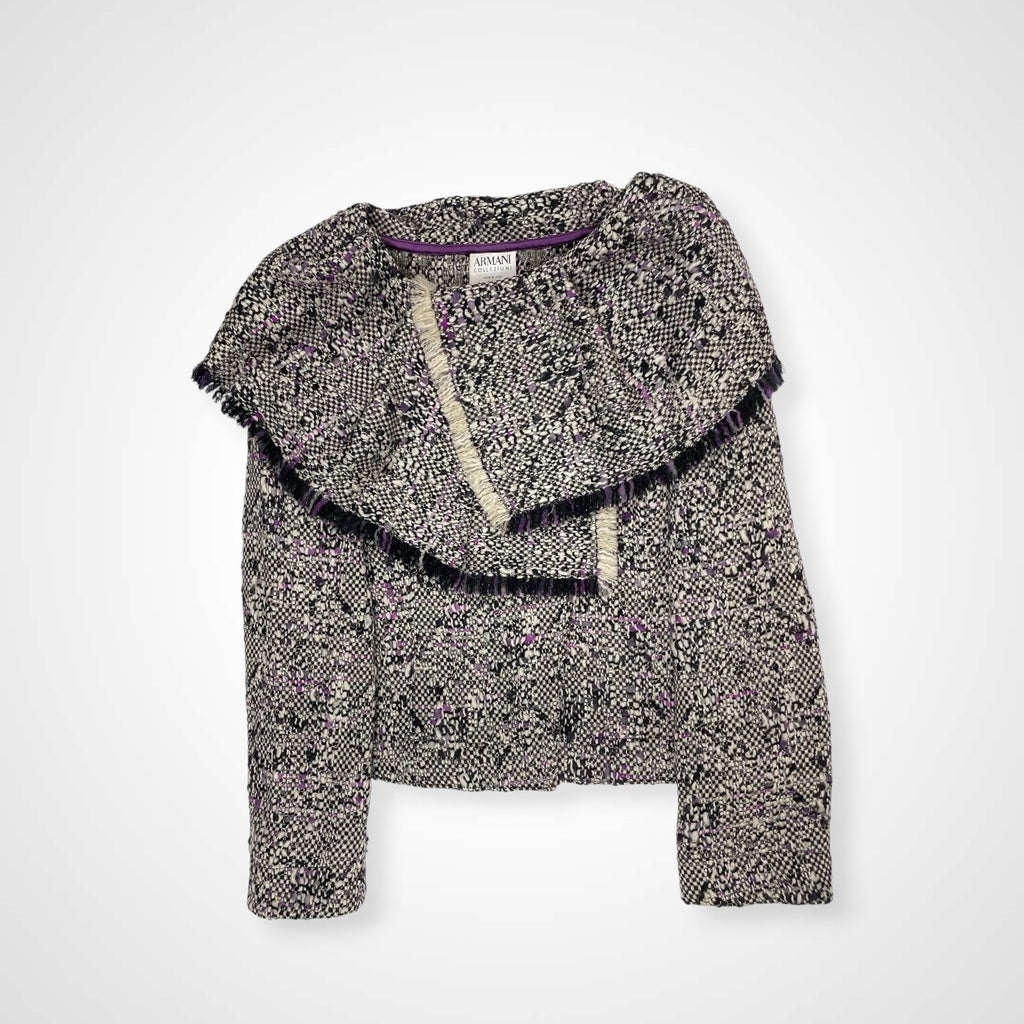 ARMANI COLLEZIONI アルマーニ コレッツォーニ / バージンウール ツイードビッグカラージャケット 参考定価：100,000程度 SIZE：40