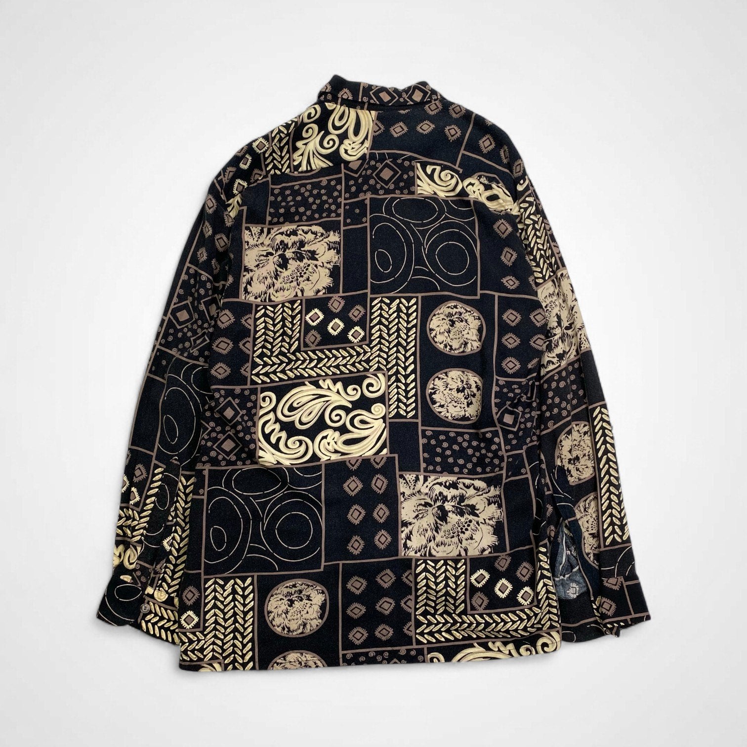 VINTAGE ヴィンテージ / レーヨン マルチプリントシャツ ブラック SIZE:L
