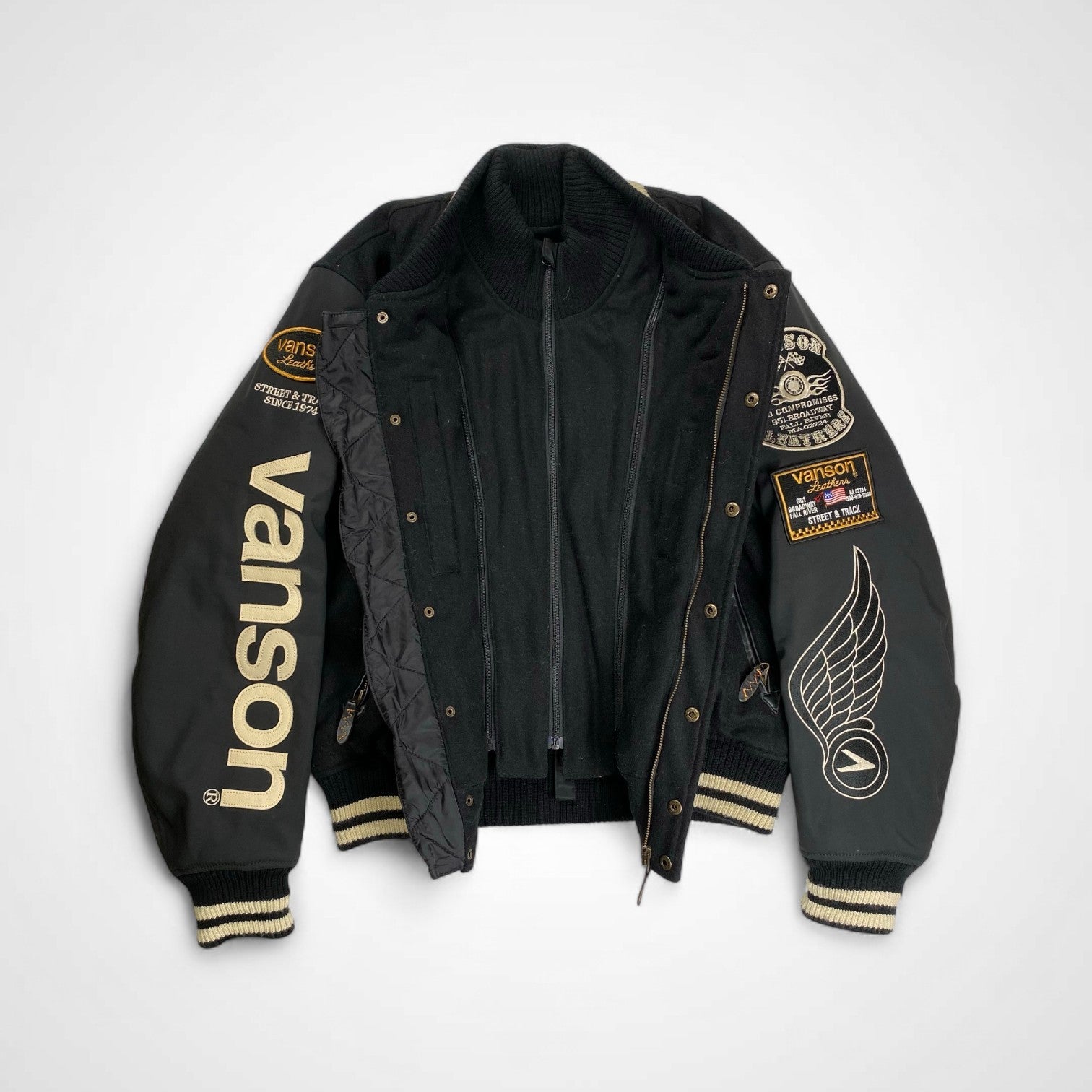 vanson バンソン / アワードジャケット スタジャン ブラック トランプワッペン SIZE:L