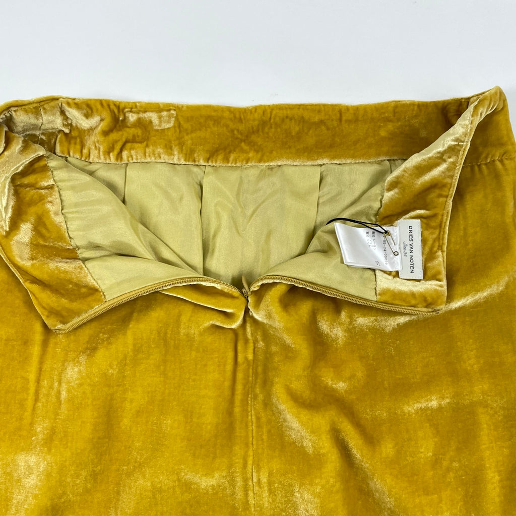 DRIES VAN NOTEN / シルクMIXベロアギャザースカート タグ付 参考定価：80,000程度 SIZE:34