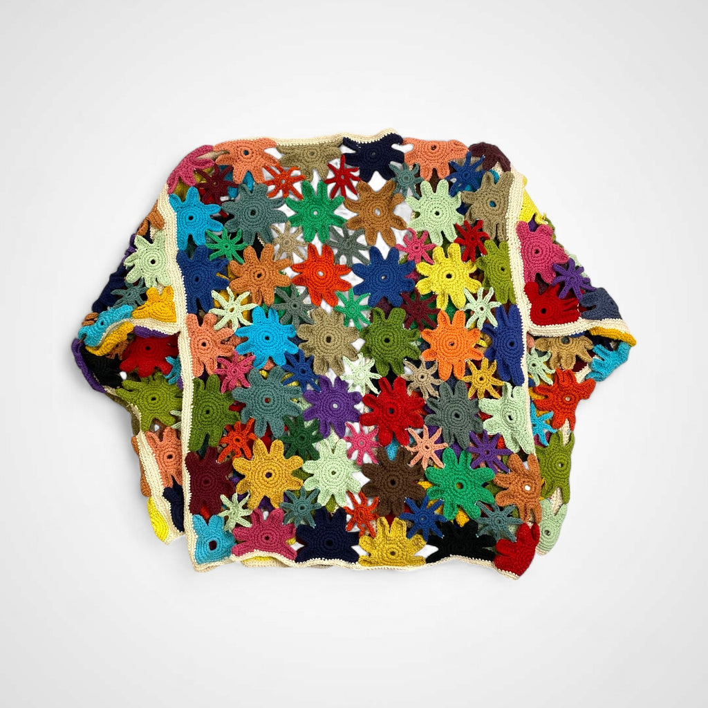 Niche. mcmachan Knitting Mills ニッチ マクマホン ニッティング ミルズ / クロシェニットカーディガン ハンドニット フラワー刺繍 SIZE：FREE