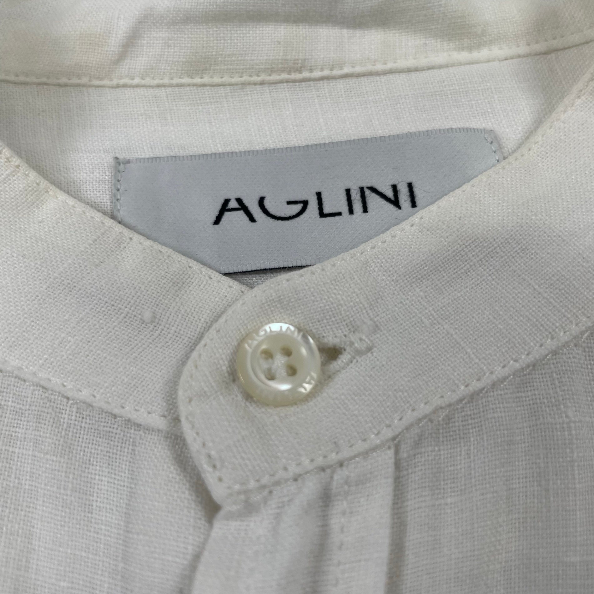 AGLINI / リネンシバンドカラーシャツ 参考定価：30,000程度 SIZE:40