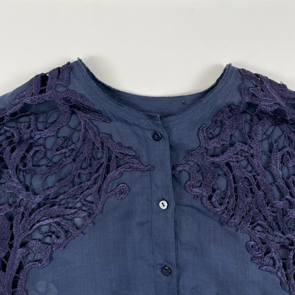 ERMANNO SCERVINO / ピュアリネン 刺繍レースMIXプルオーバーロングシャツ 参考定価：200,000程度 SIZE:40