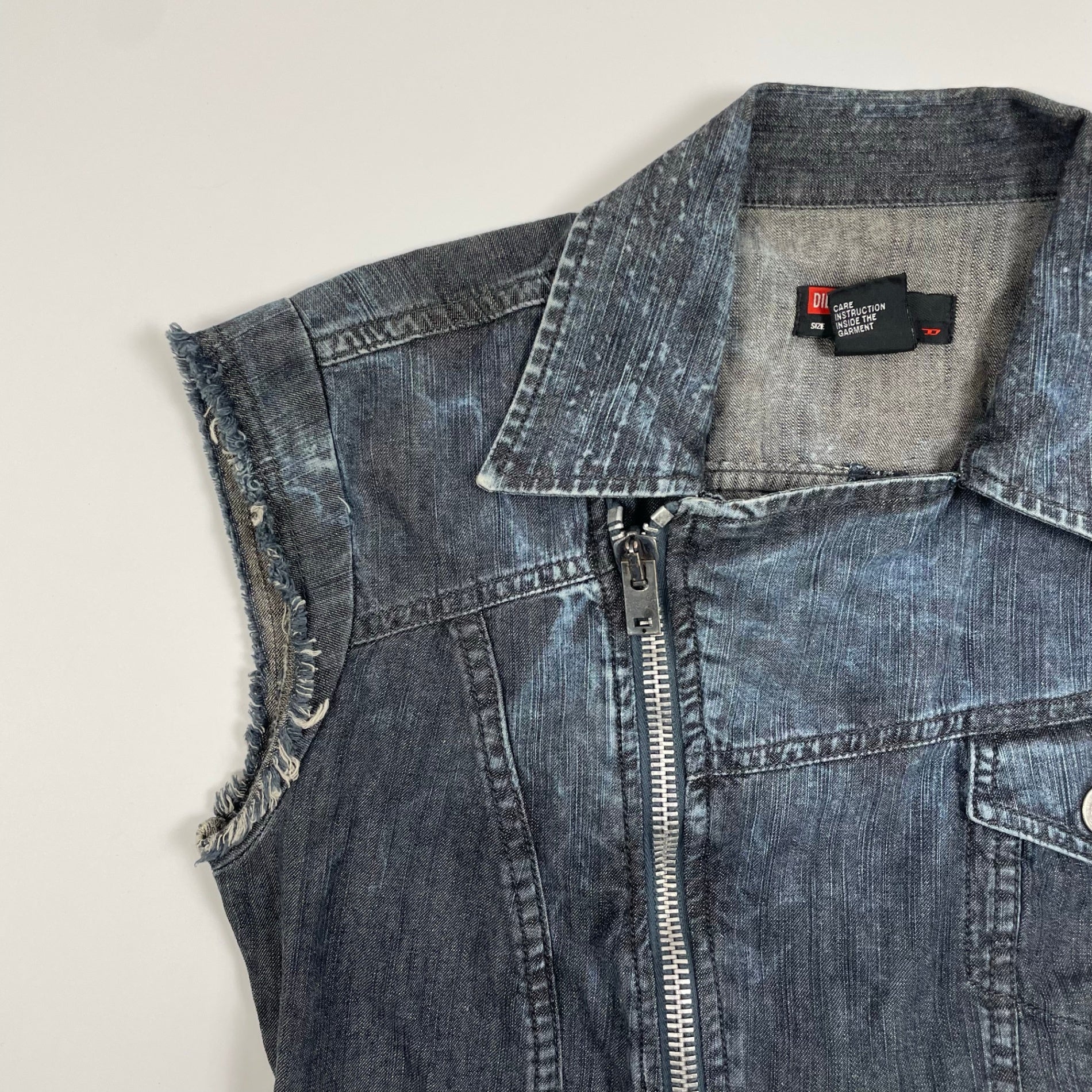 DIESEL ディーゼル / 00sライダースフェードデニムベスト SIZE:M
