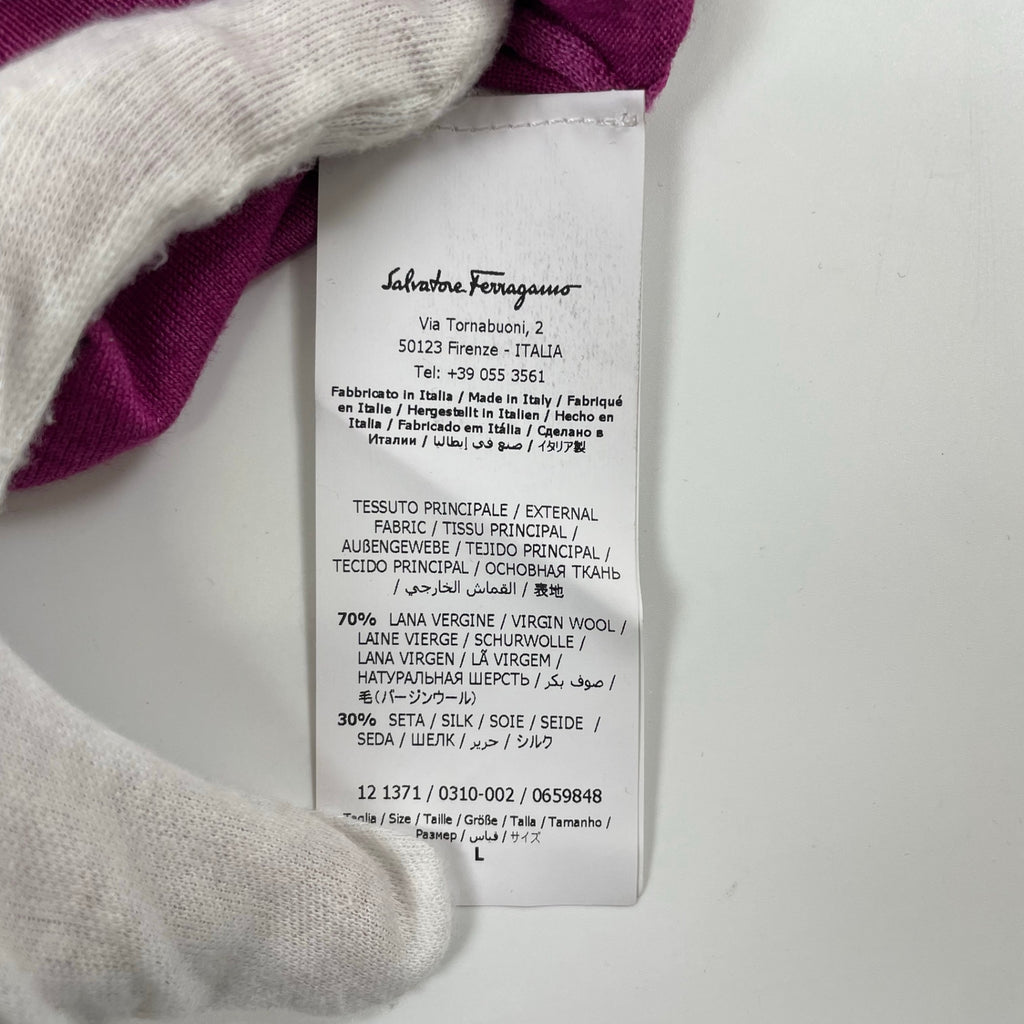Salvatore Ferragamo サルバトーレ フェラガモ / ウールシルクニット パープル 参考定価：100,000程度 SIZE：L