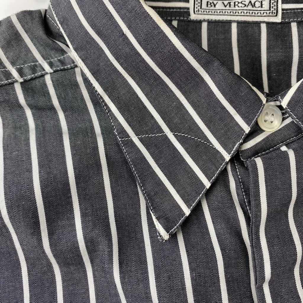 V2 BY VERSACE ベルサーチ ベルサーチェ ヴィンテージ / ストライプ シャツ ボタンダウン ビッグシルエット SIZE：M（XL程度）