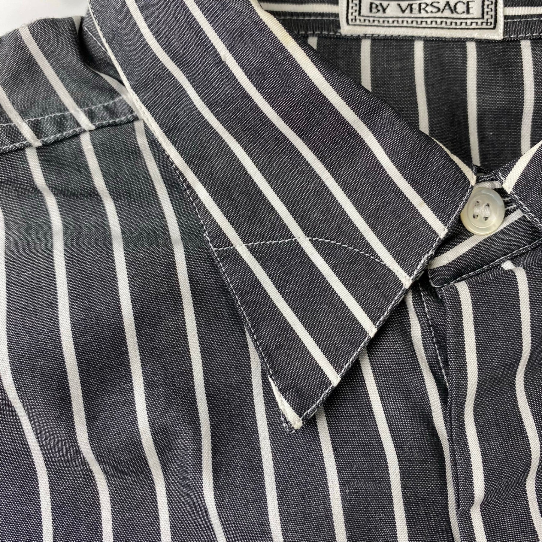 V2 BY VERSACE ベルサーチ ベルサーチェ ヴィンテージ / ストライプ シャツ ボタンダウン ビッグシルエット SIZE：M（XL程度）