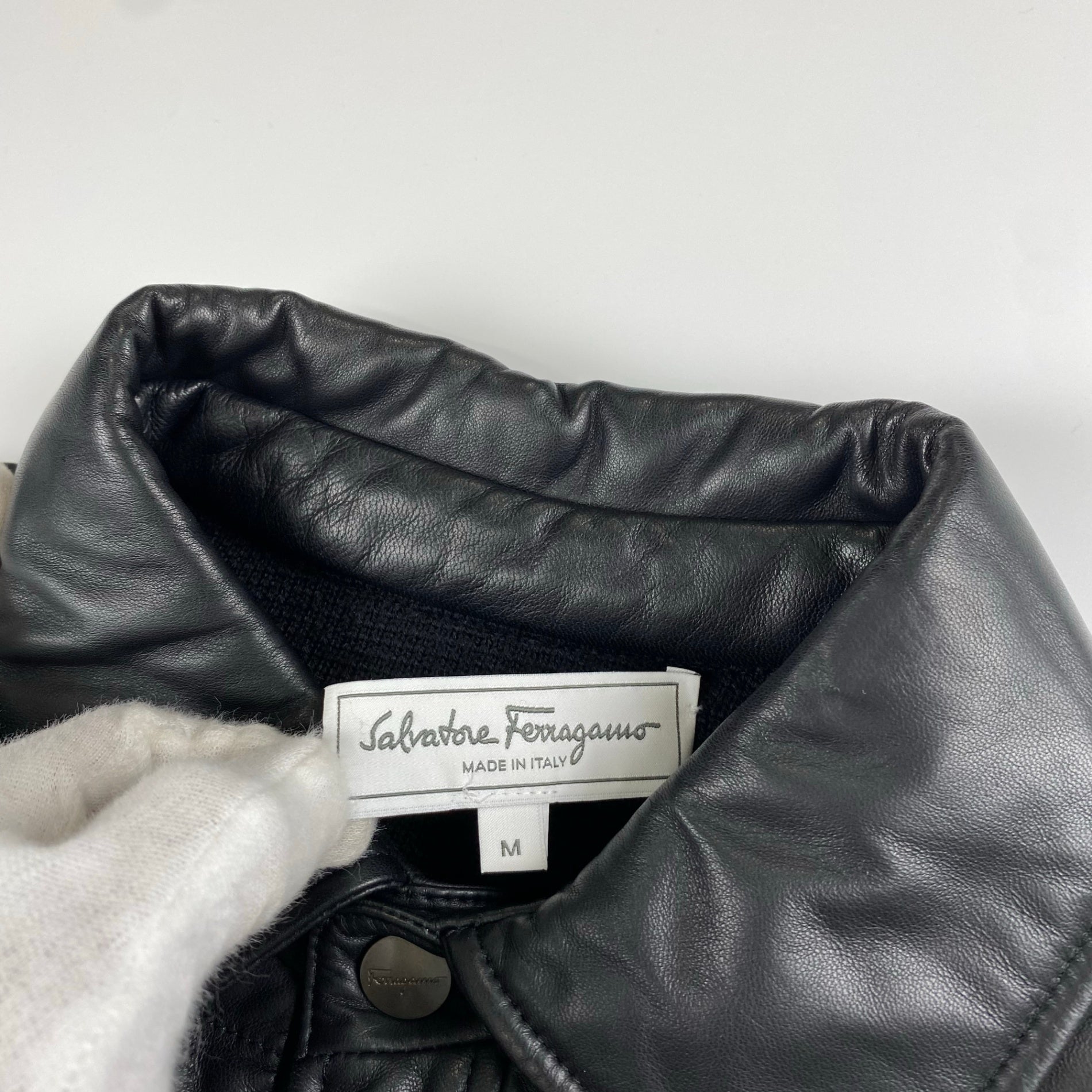 Salvatore Ferragamo サルバトーレ フェラガモ / レザー×ニット ジャケット ガンチーニ SIZE：M