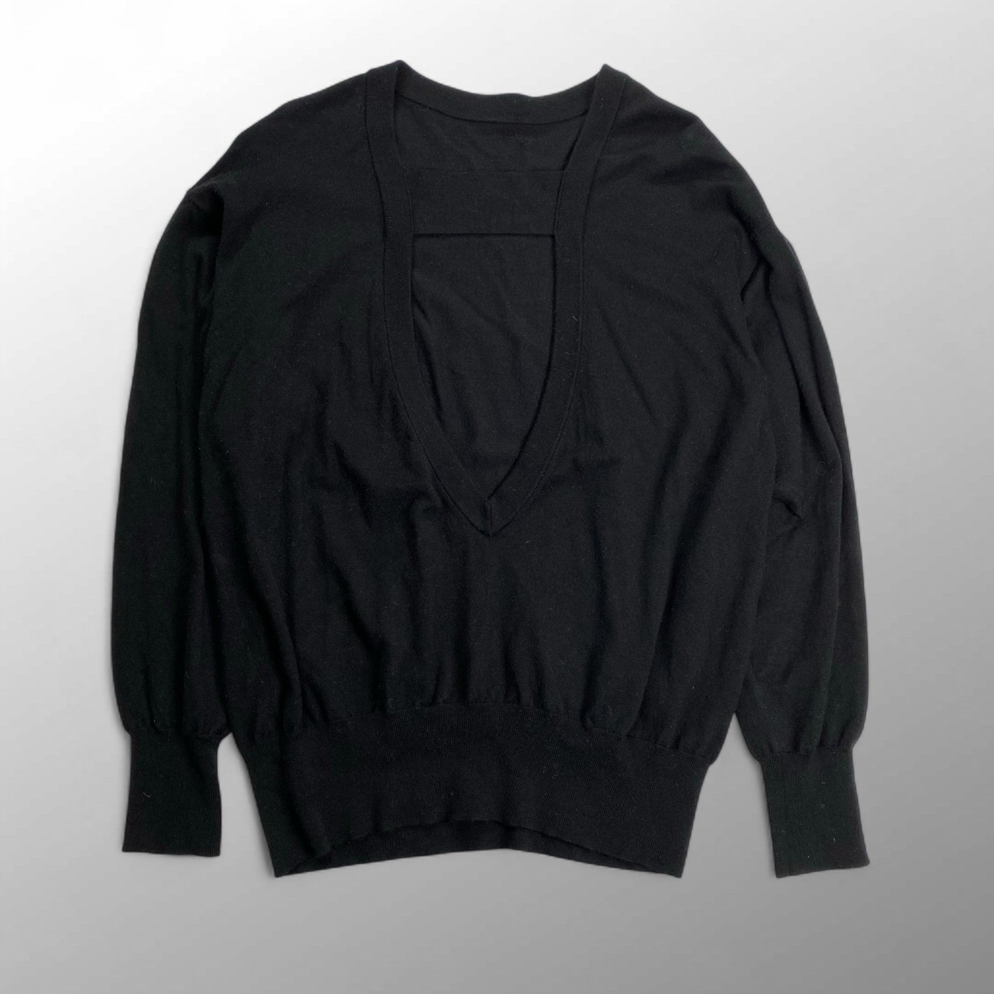 H BEAUTY＆YOUTH エイチビューティーアンドユース / 深Vオープンバック 長袖ニット ブラック SIZE：FREE