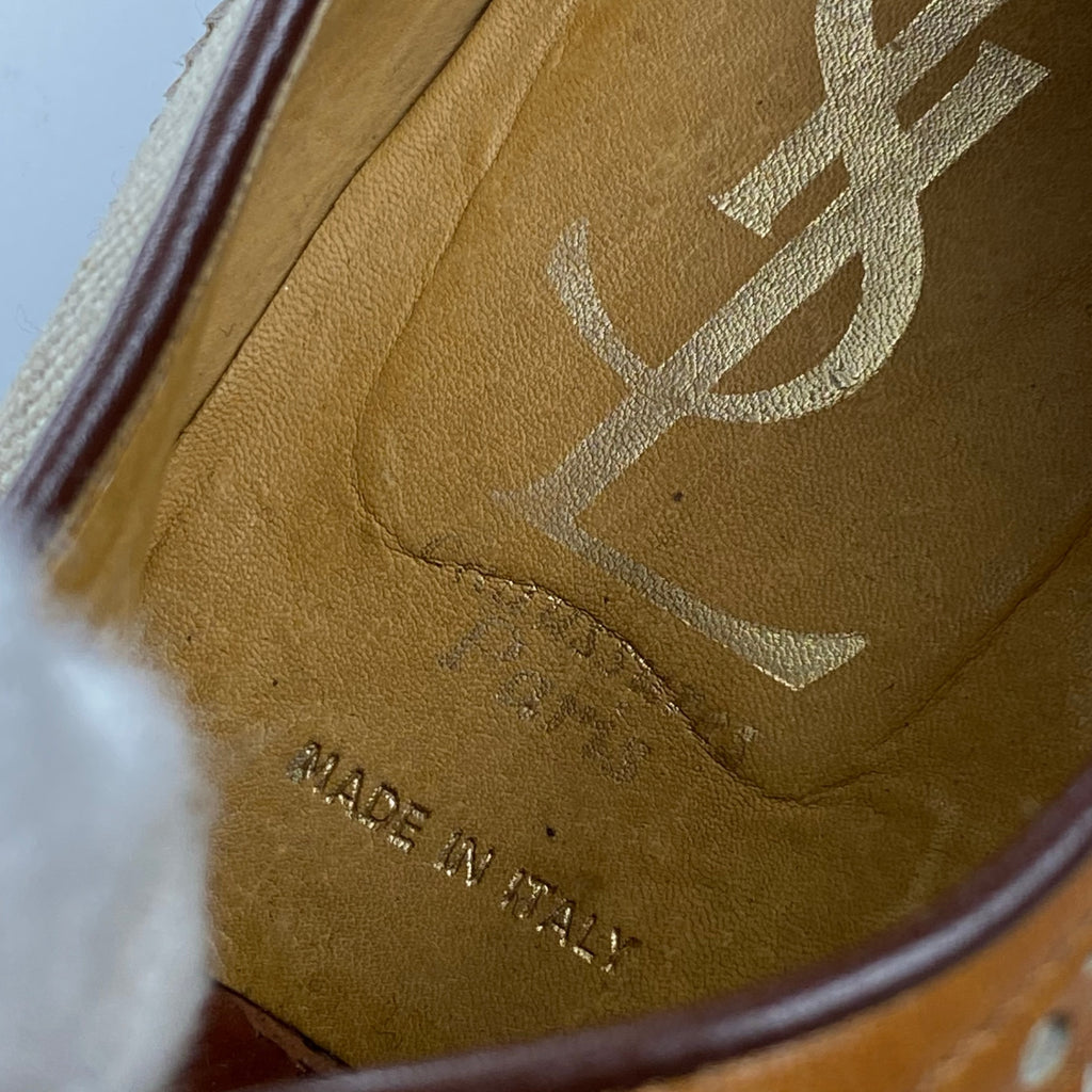 【VINTAGE】 YVES SAINT LAURENT イブサンローラン / ヴィンテージ キャンバス×レザー ウイングチップ SIZE：11