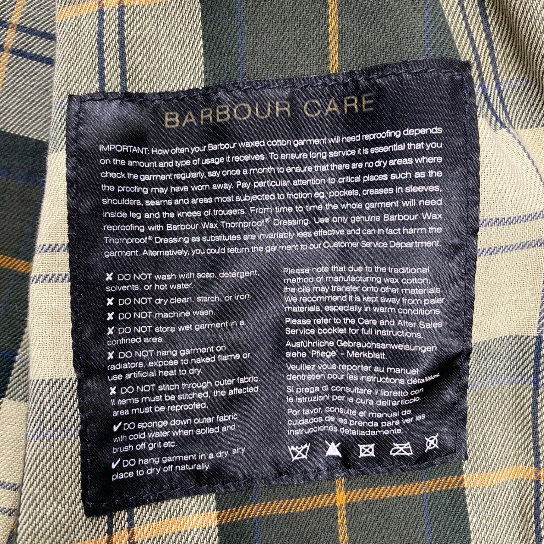 BARBOUR バブアー / LADIES WAX DURHAM オリーブ タータンチェック SIZE:38(M程度)