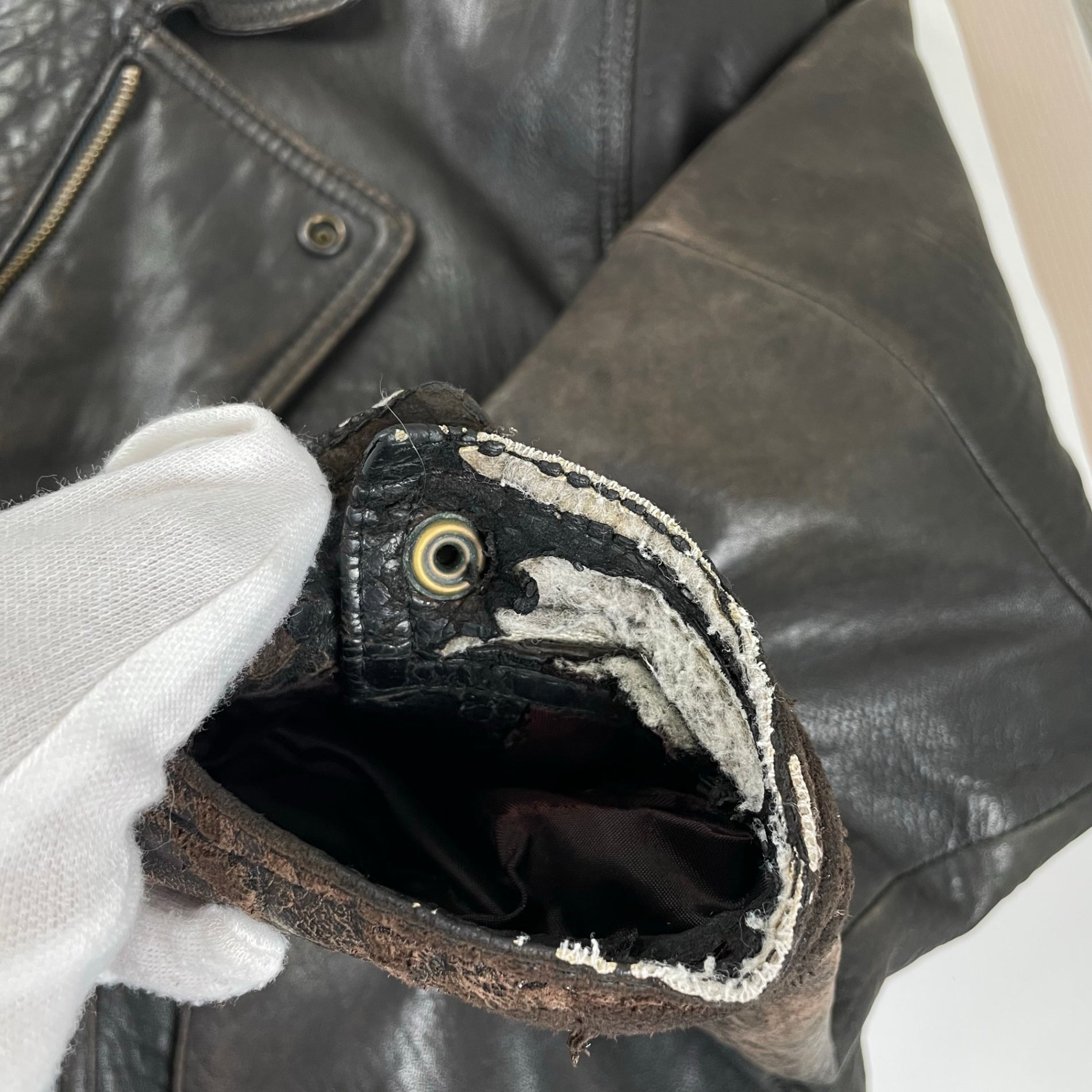 VINTAGE ヴィンテージ / レザーライダースジャケット 短丈 茶芯 SIZE:L