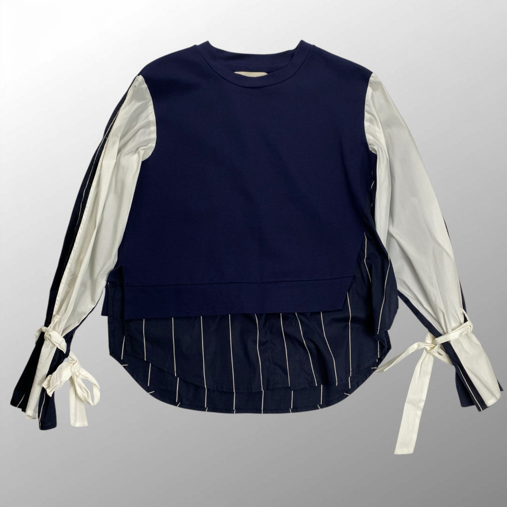 LIVIANA CONTI リビアナ コンティ / シャツMIXカットソー ネイビー ホワイト 参考定価：50,000程度 SIZE:44