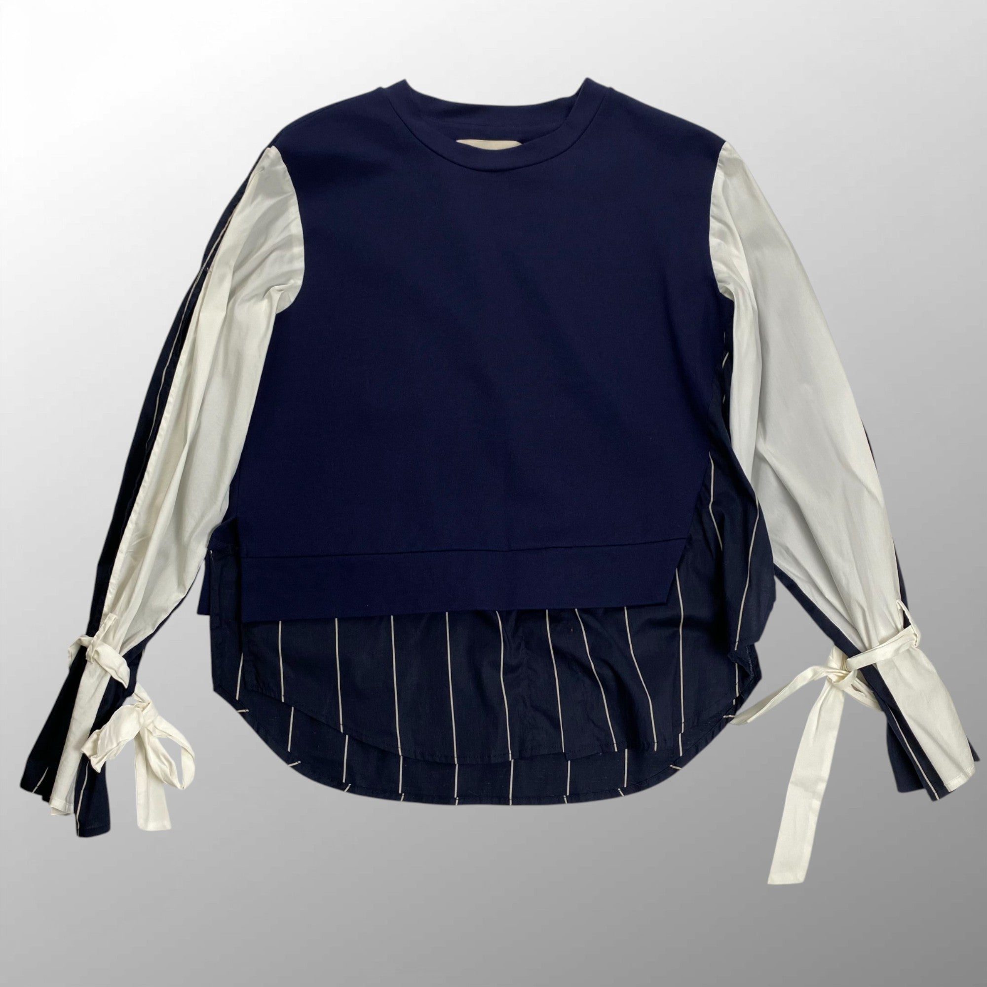 LIVIANA CONTI リビアナ コンティ / シャツMIXカットソー ネイビー ホワイト 参考定価：50,000程度 SIZE:44