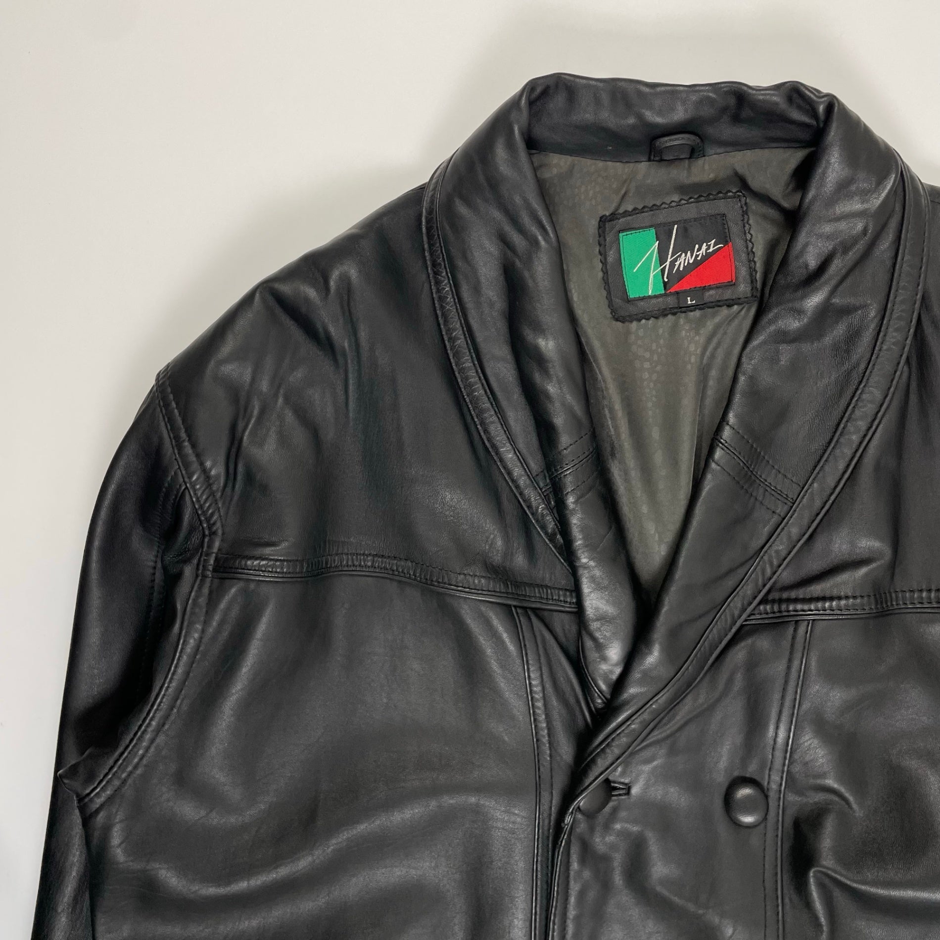 VINTAGE ヴィンテージ / ショールカラーレザーハーフコート SIZE:L