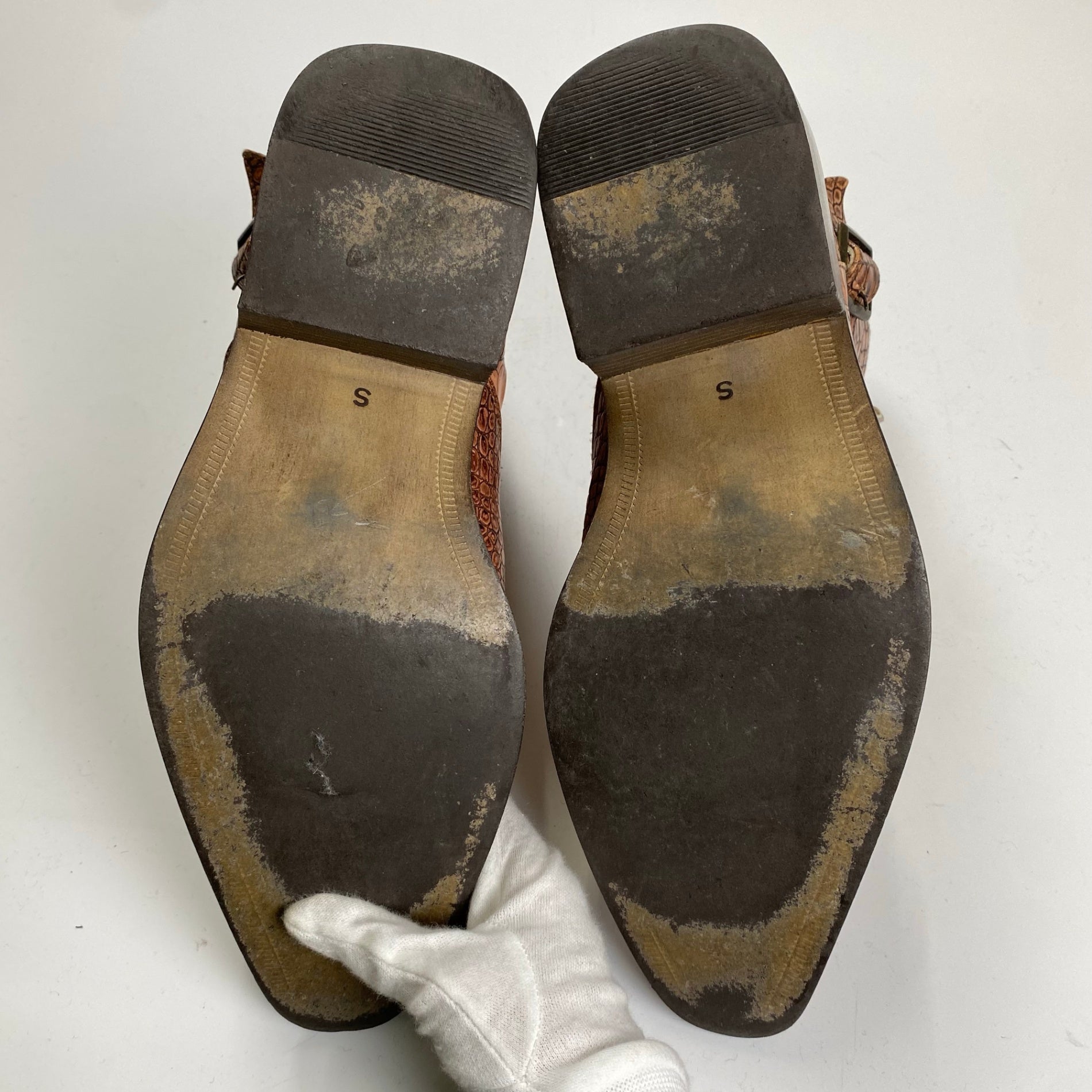 TORNADO MART トルネードマート / クロコ型押し レザーブーツ ブラウン SIZE:S(25-25.5cm程度)