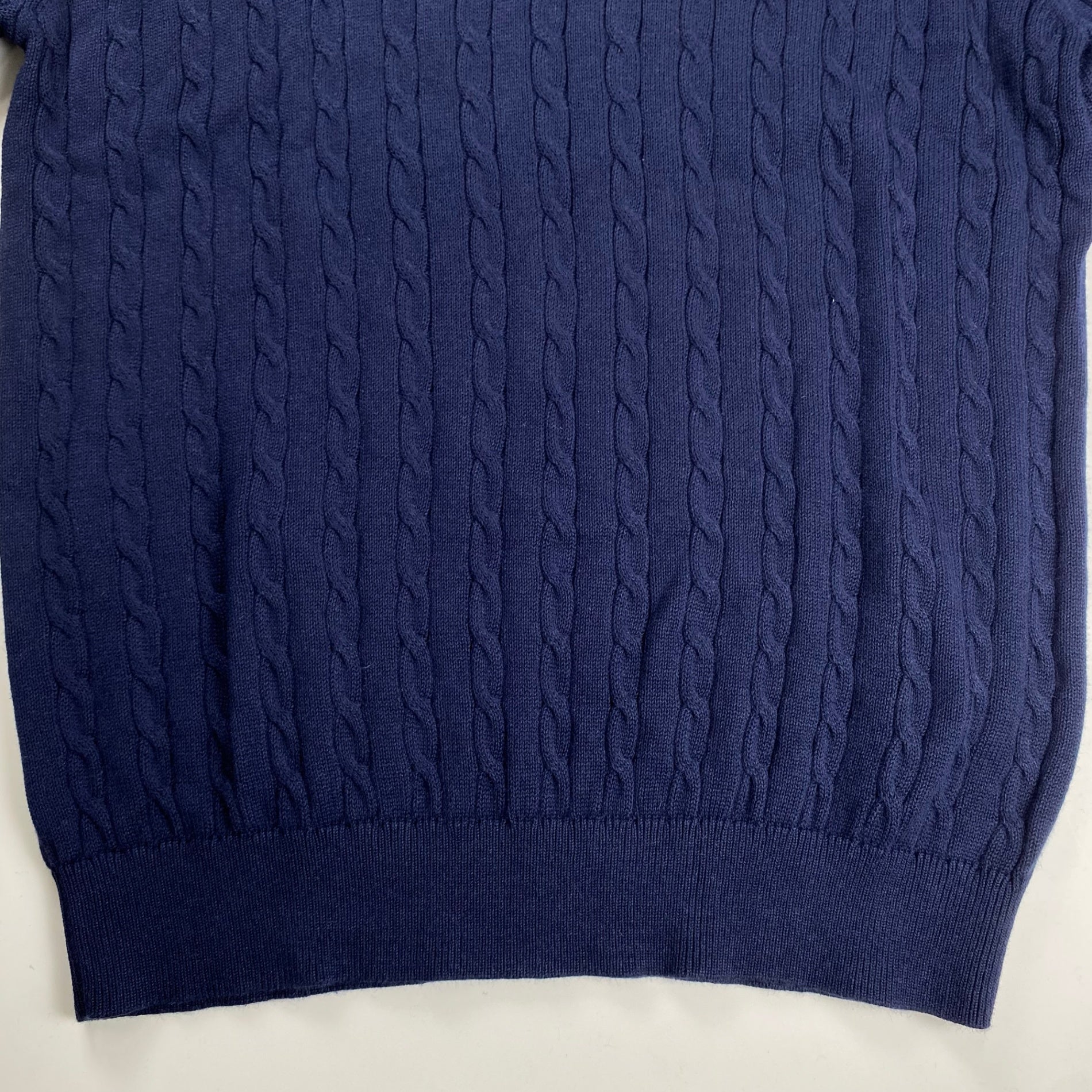 BEAMS PLUS ビームスプラス / Knit Polo Cable ニット ポロシャツ ネイビー 参考定価：15,000+tax SIZE：XL