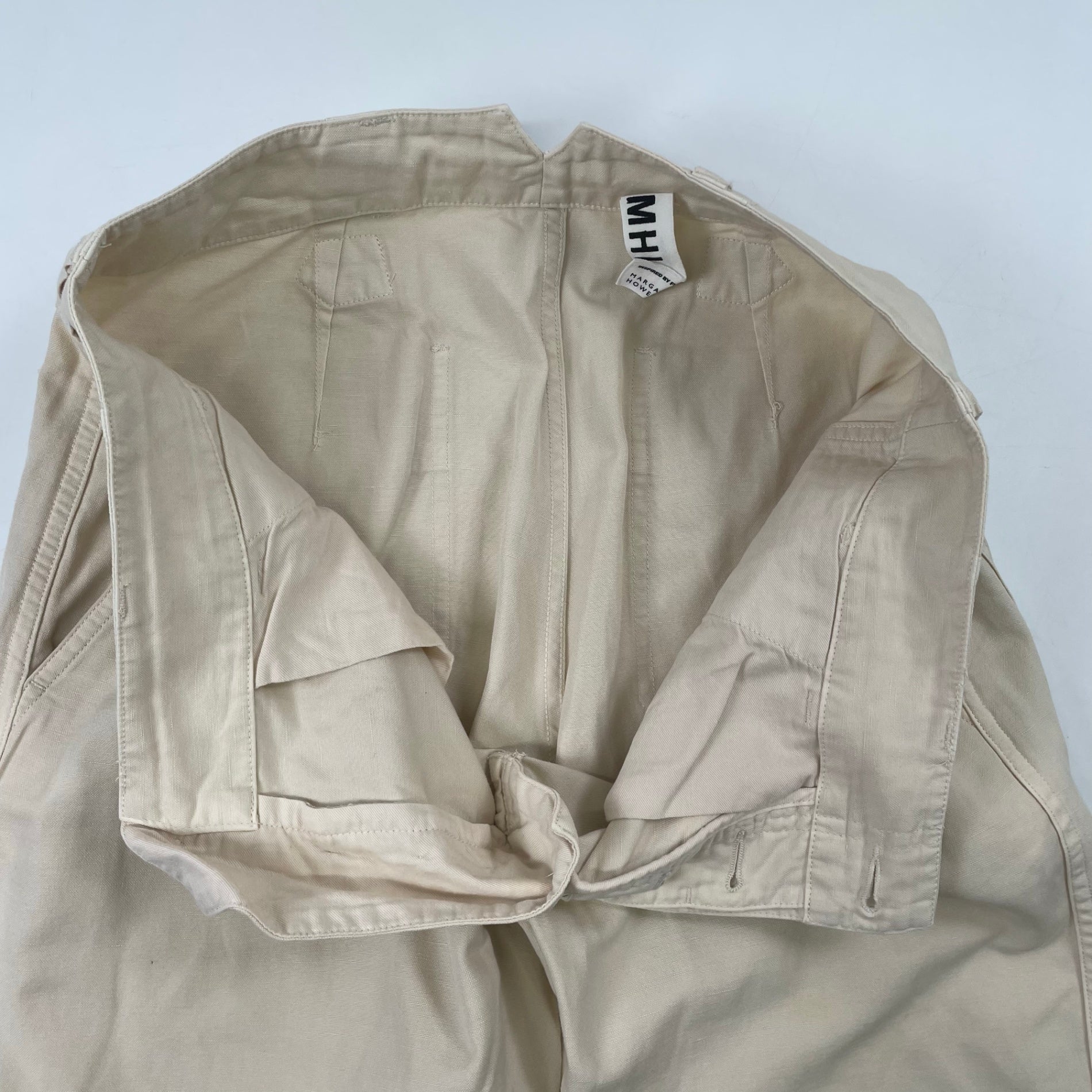 MHL. / シンチバック コットンリネンパンツ 参考定価：28,000程度 SIZE:S