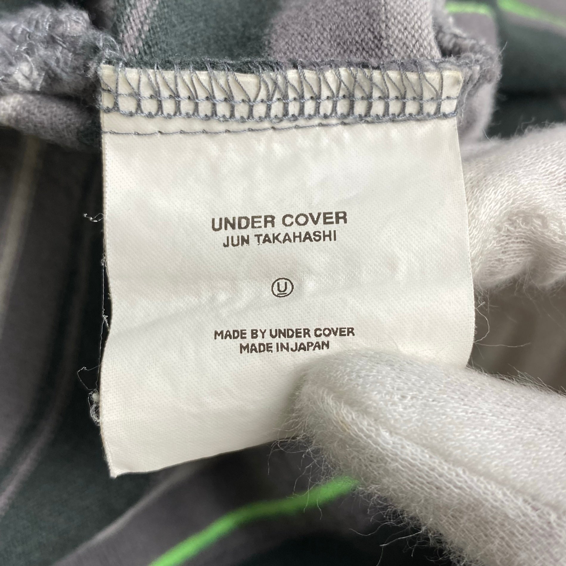 01SS UNDERCOVER アンダーカバー / アーカイブ ネオンボーダー ポロシャツ グレー×グリーン Z239-2 SIZE:M