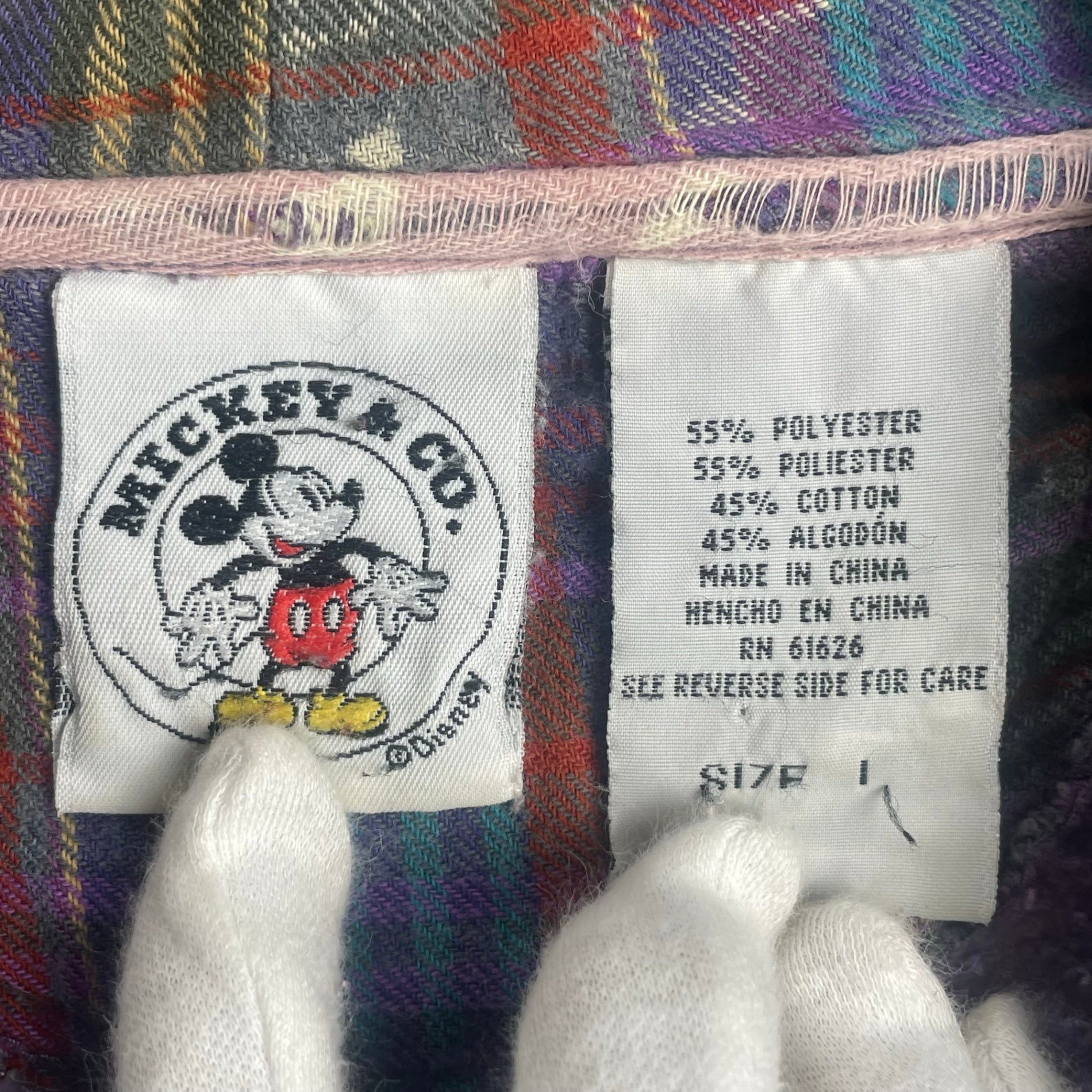 DISNEY＆CO × GENUS ディズニー ミッキー / 80s- ハーフジッププルオーバー パーカー パープル SIZE：L