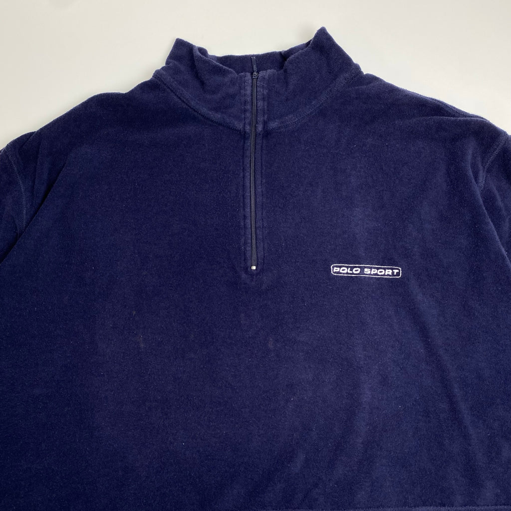 90s POLO SPORT ポロスポーツ / ヴィンテージ パイル ハーフジップシャツ カナダ製 SIZE:XL