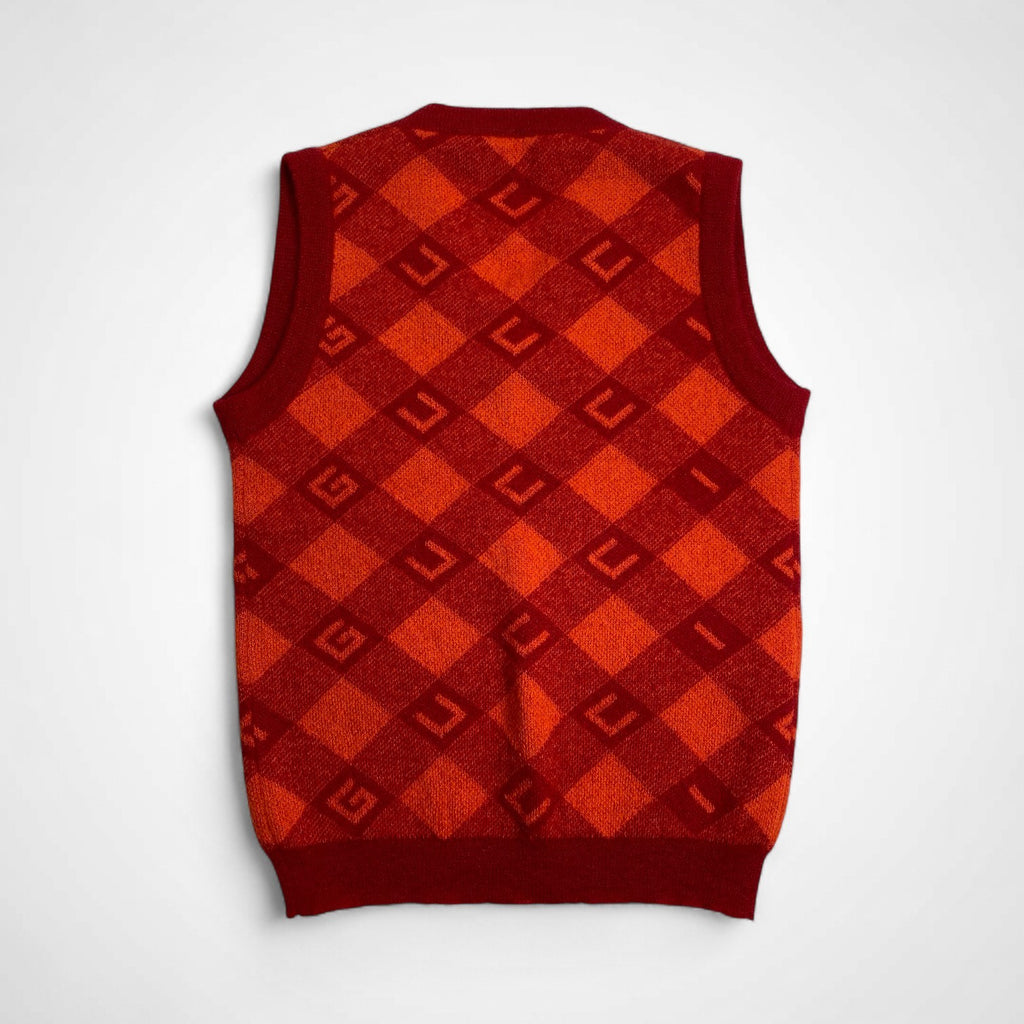 GUCCI グッチ / モヘヤMIX アーガイルベスト オレンジ×レッド 22SS SIZE：XXS